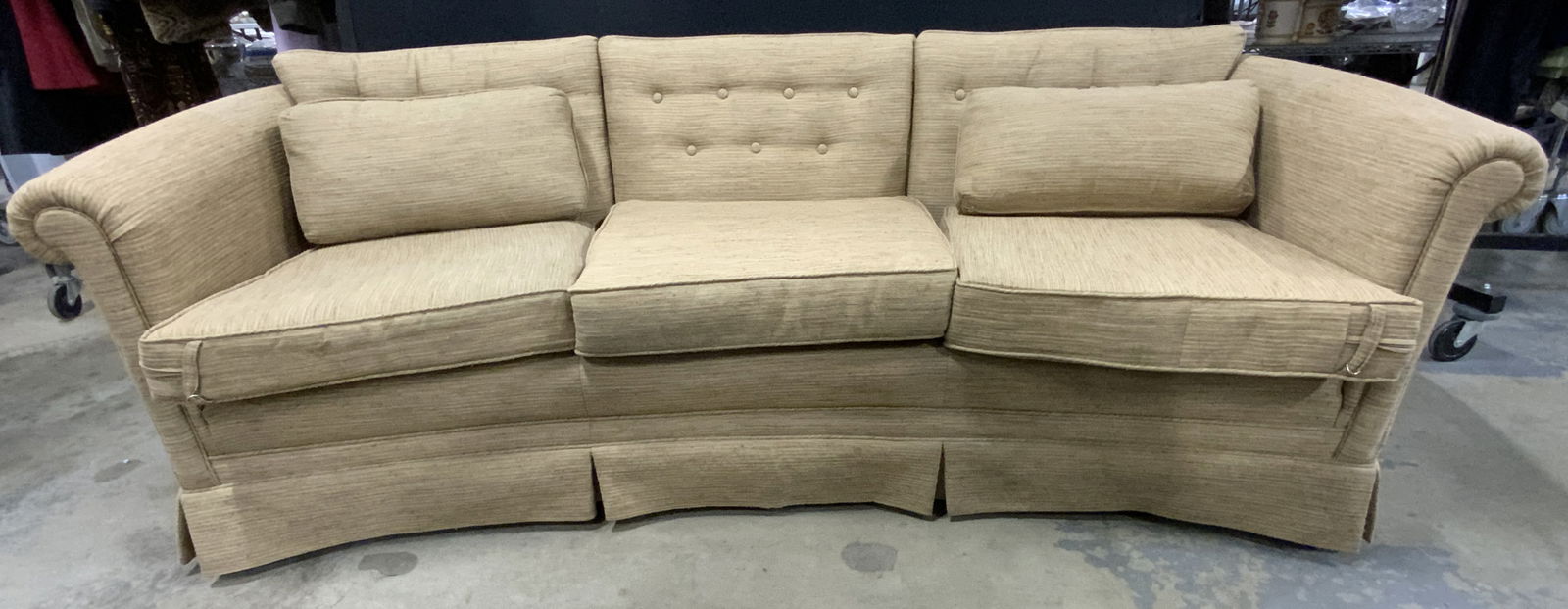 Vintage Custom Curved Skirted Tufted 3Cushion Sofa (1 of 7)