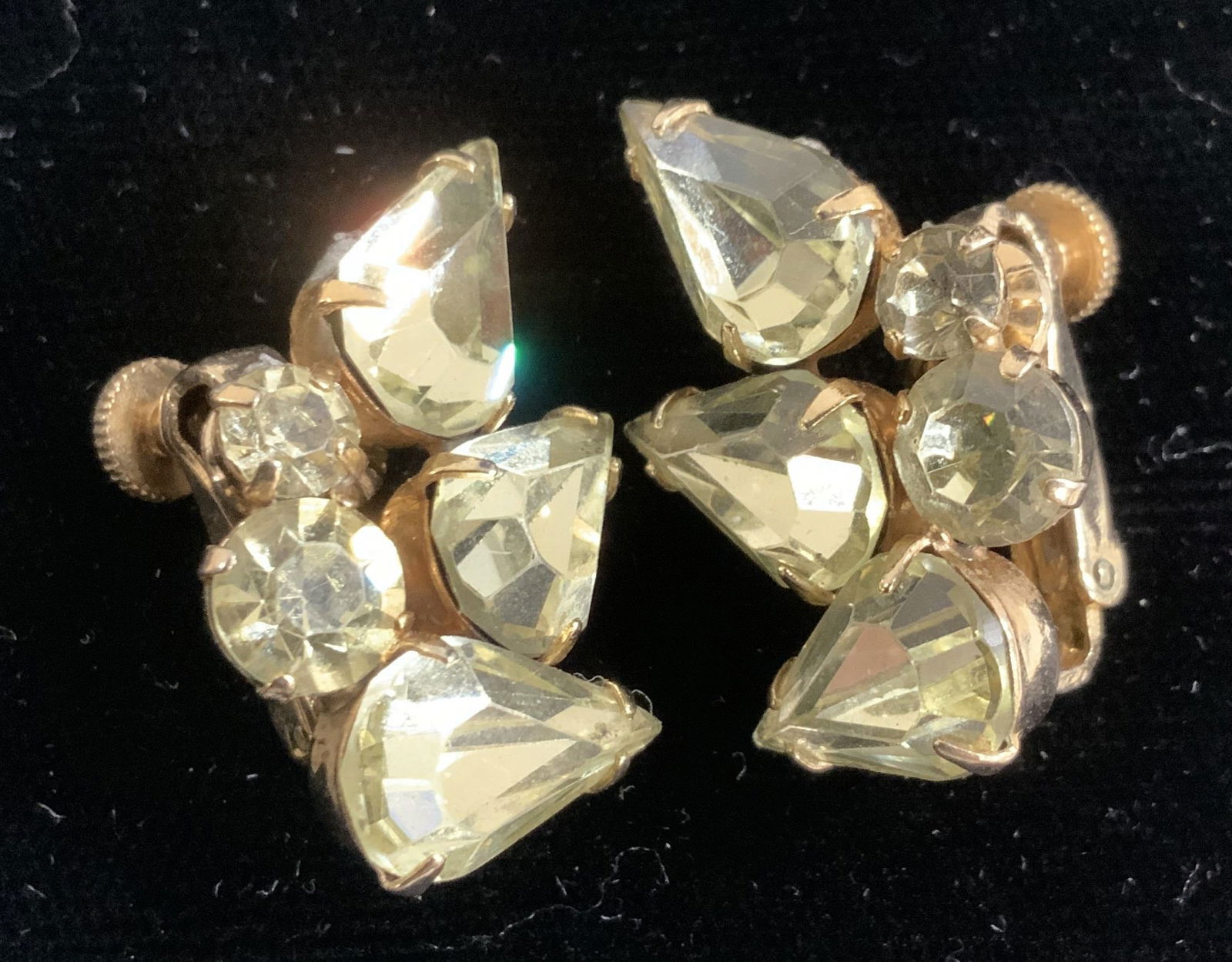 Coro Yellow Crystal Clip On Earrings, Jewelry (1 of 6)