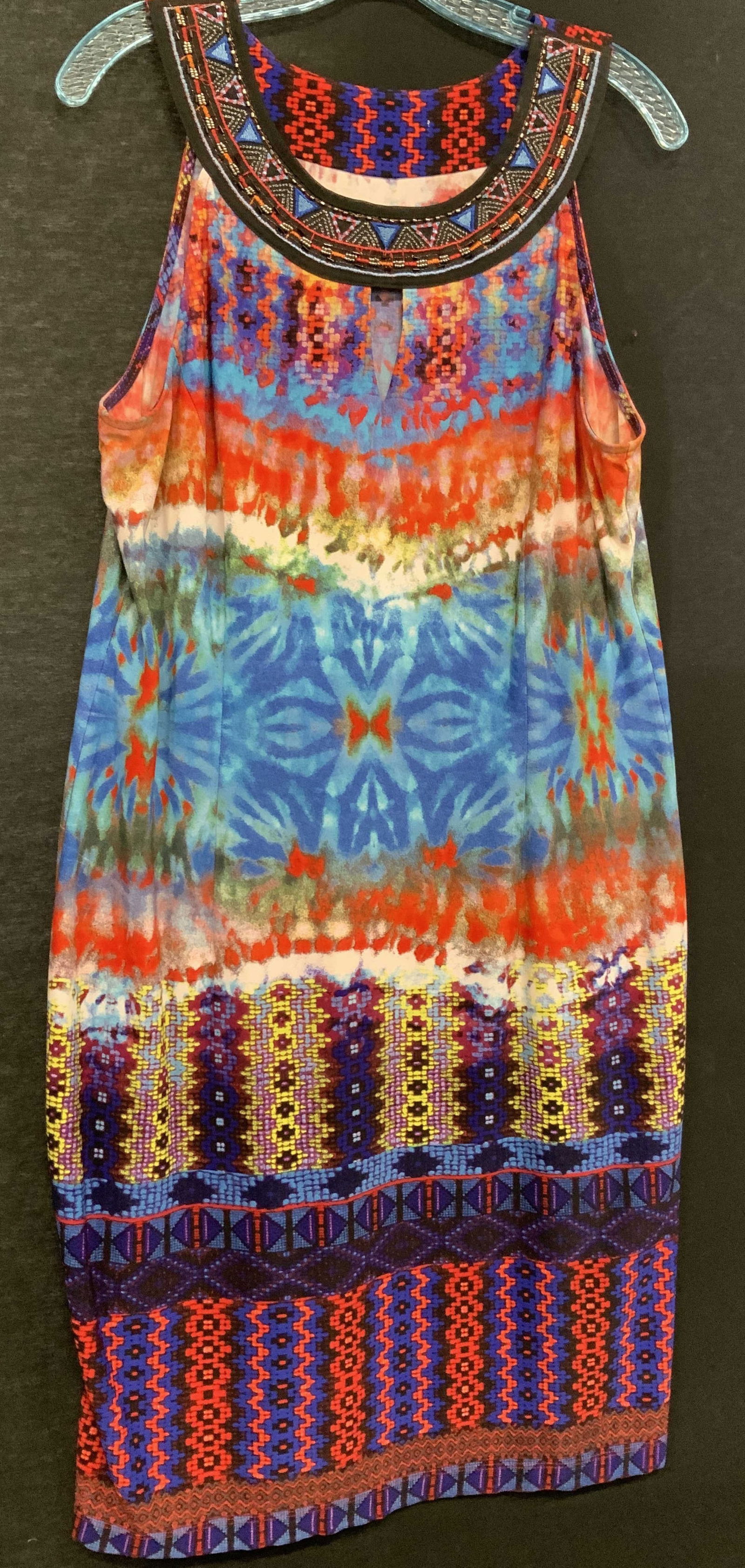Multi print Sleeveless Summer Dress, Size Large (1 of 6)