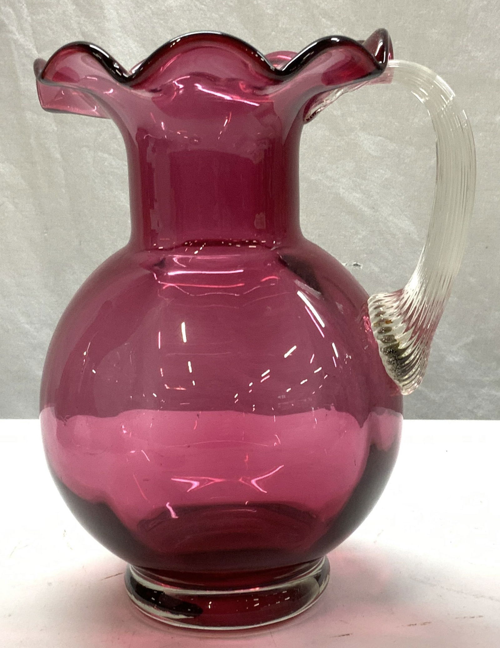 Cranberry Blown Art Glass Ewer/ Water Pitcher (1 of 6)