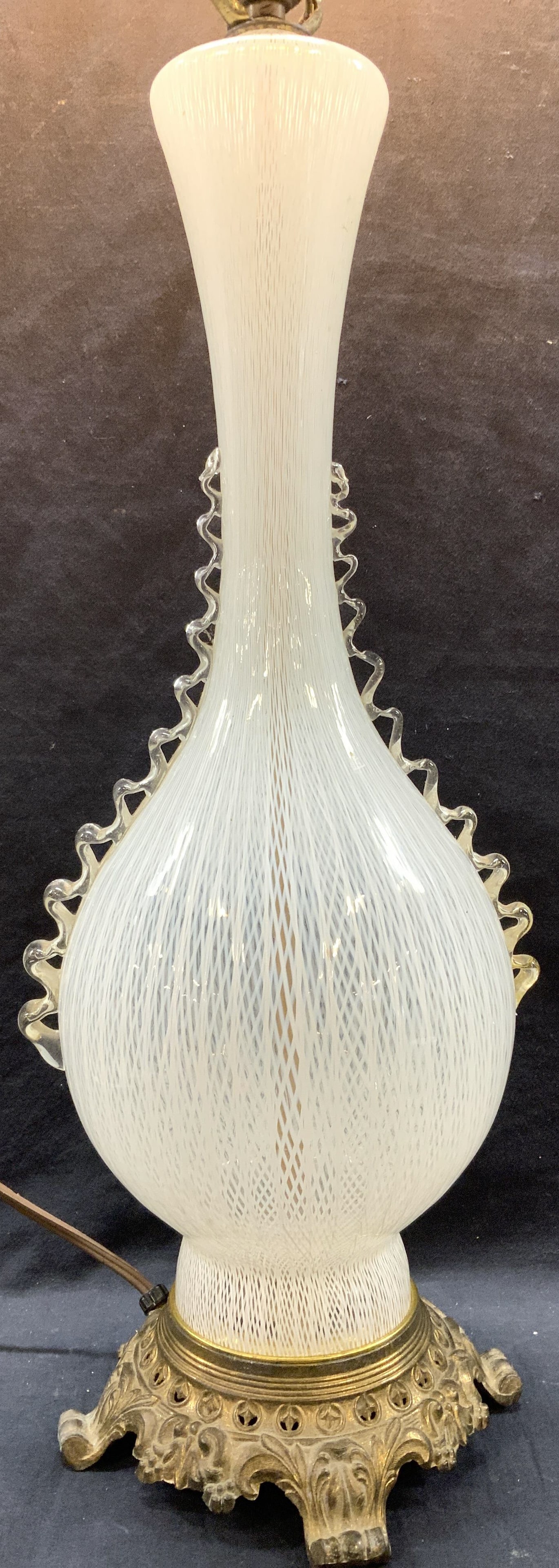 Venetian Laticcino Blown Glass Lamp, Murano Italy (1 of 10)