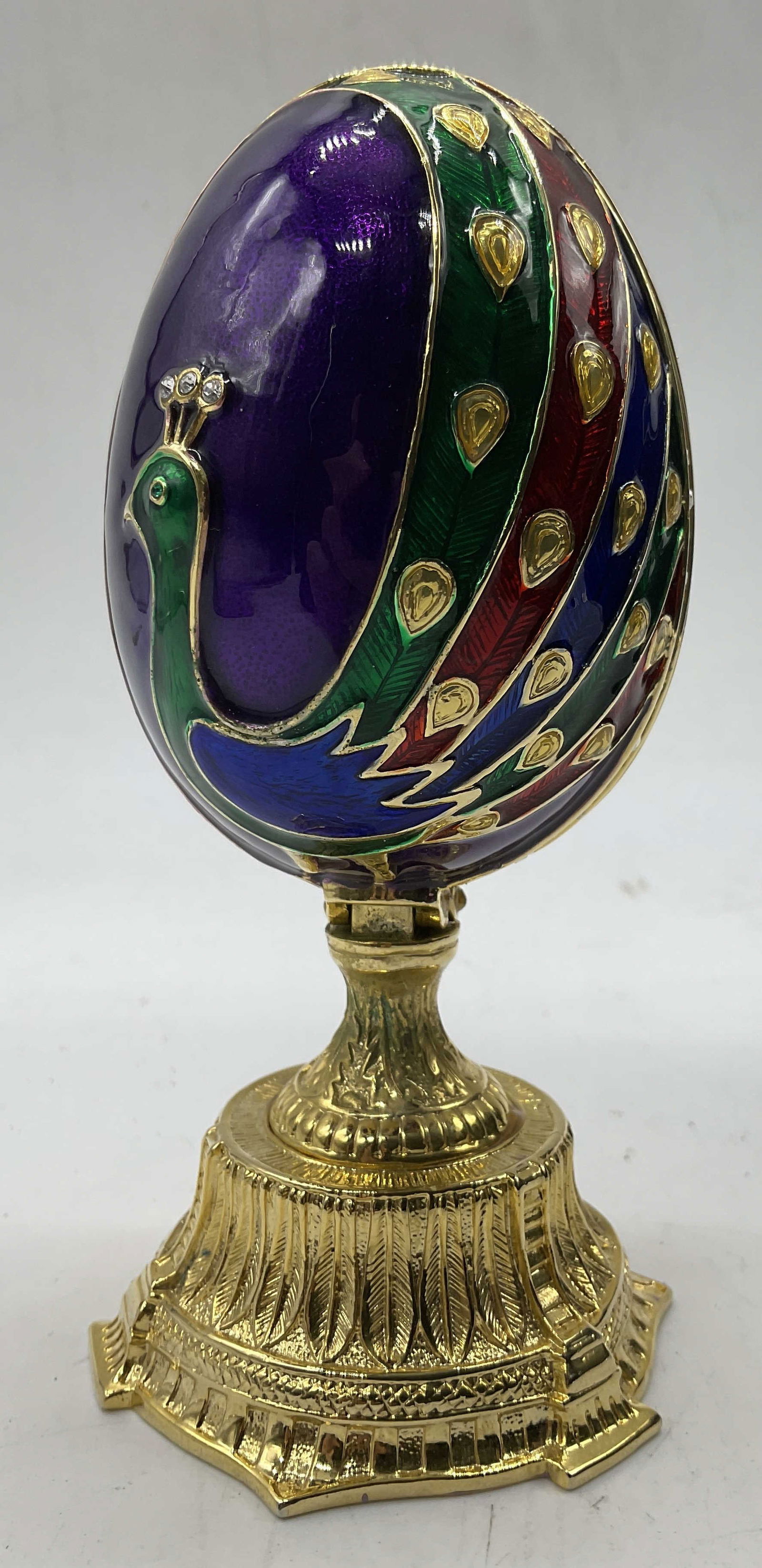 Purple with Peacock Design Faberge Style Egg (1 of 10)