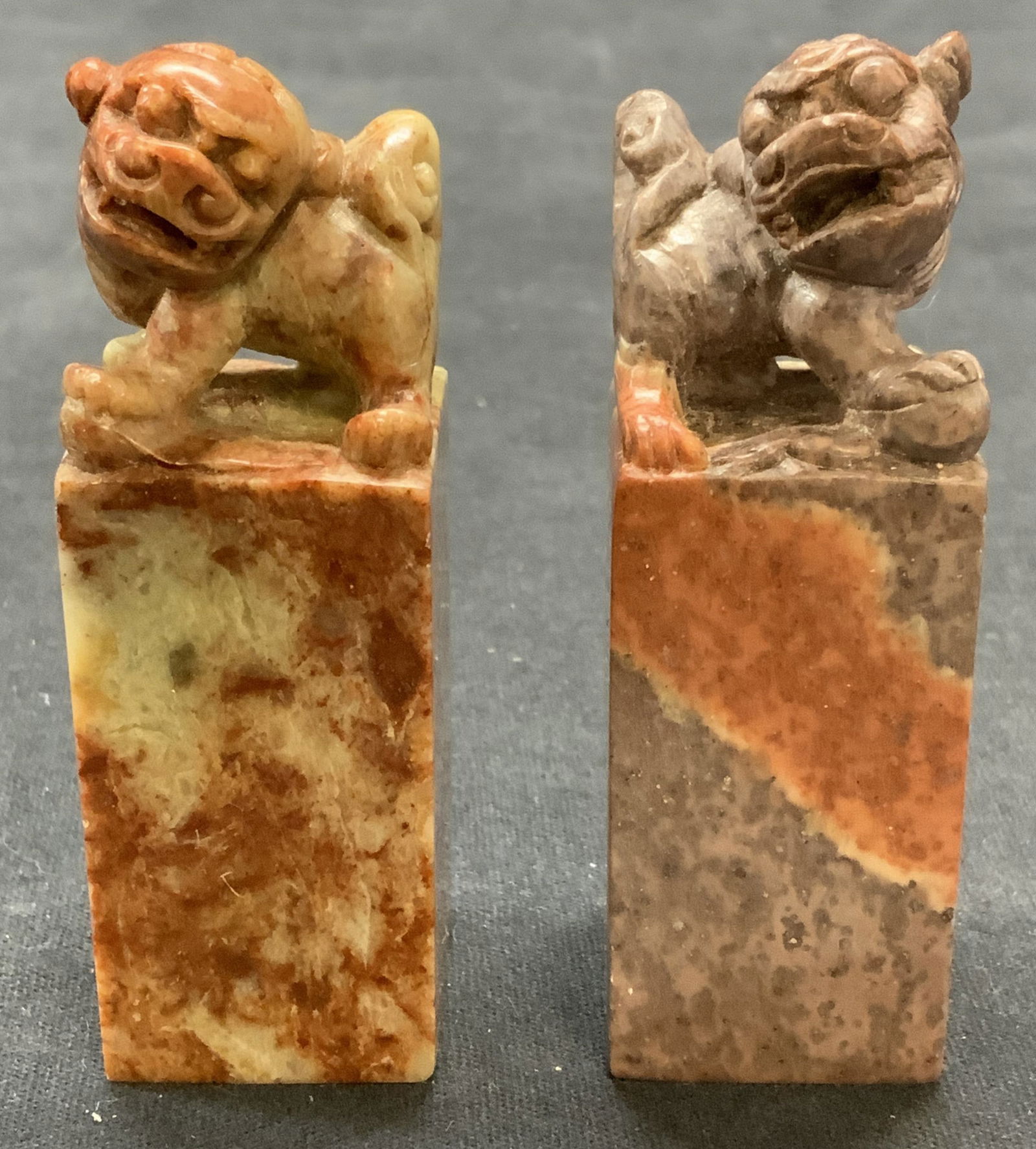 2 Chinese Carved Stone Foo Dog Stamps (1 of 8)