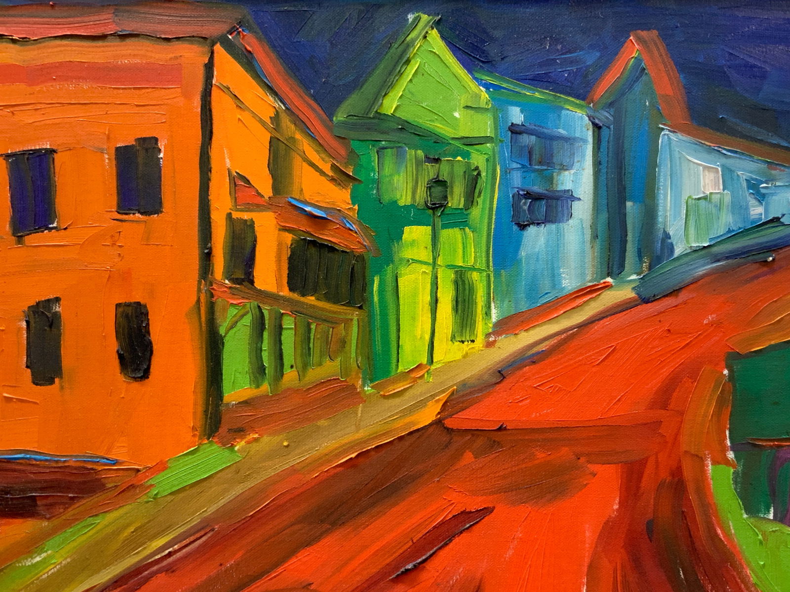 Impressionist Style Acrylic Street Scene Painting (1 of 10)