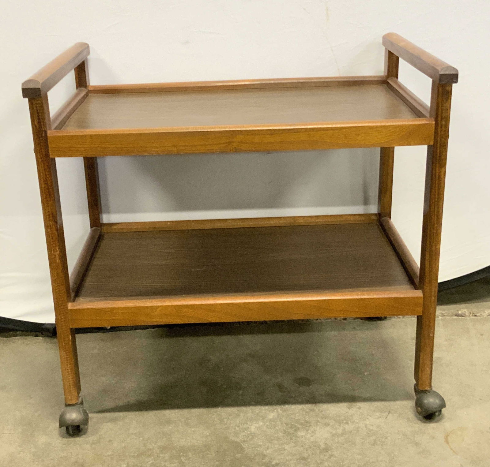 Vintage Wooden Two Tier Bar Cart On Casters (1 of 12)