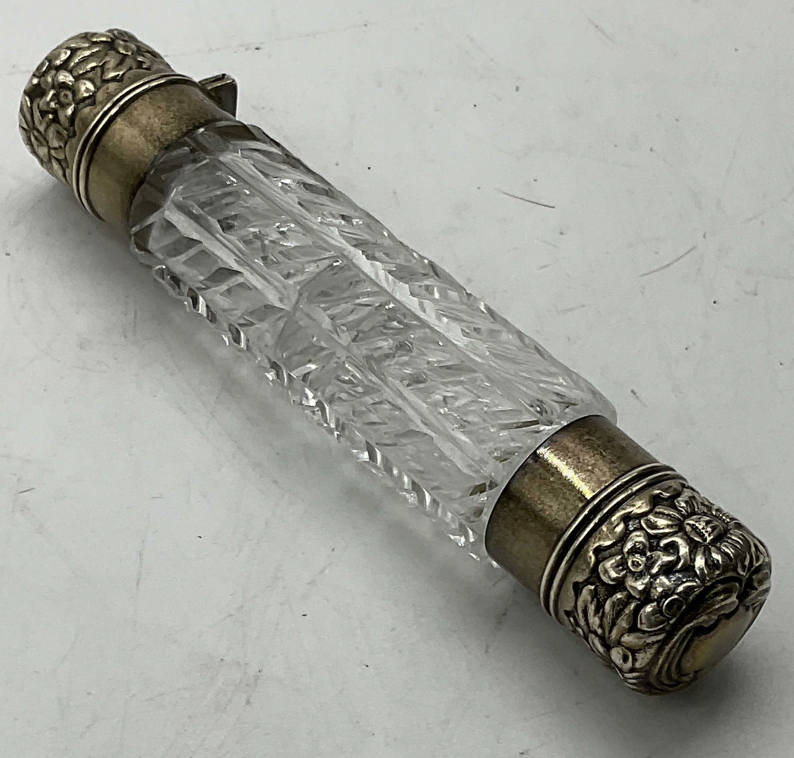 Sterling Silver Cut Glass Perfume Bottle, England (1 of 9)