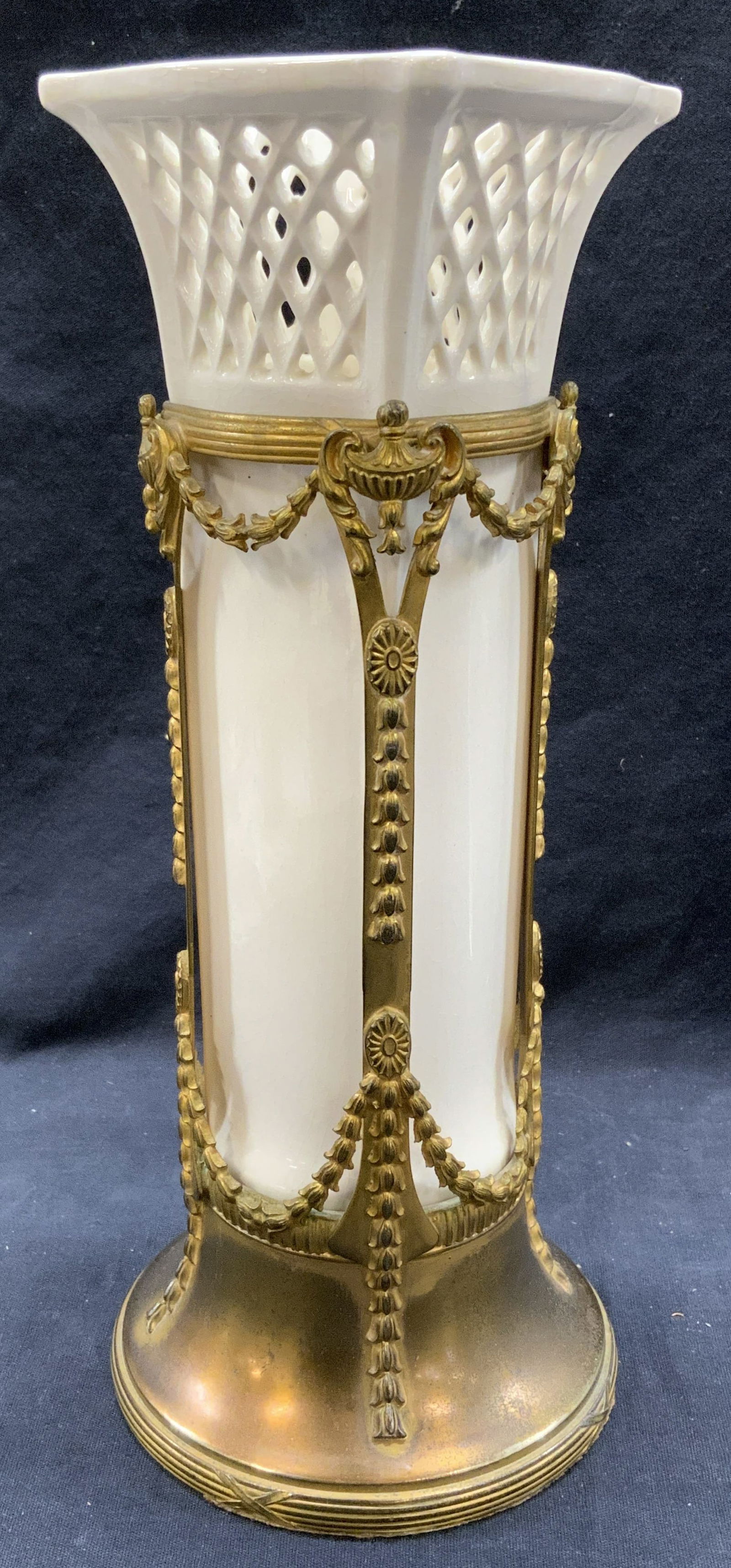 Vintage Austrian Porcelain Vase in Brass Holder (1 of 6)