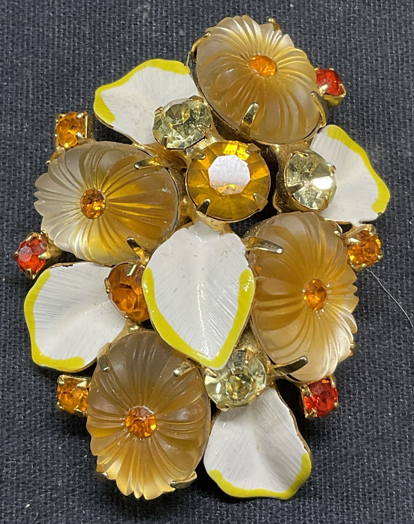 Vintage Enameled Crystal Flower Brooch (1 of 6)