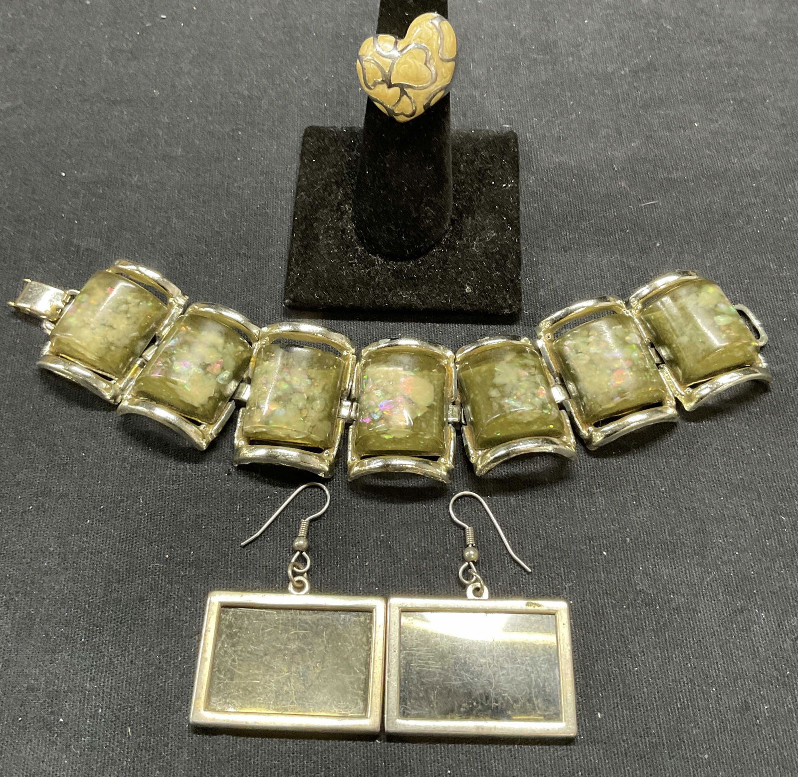 Lot 3 Sterling Silver Enameled Ring, More (1 of 9)