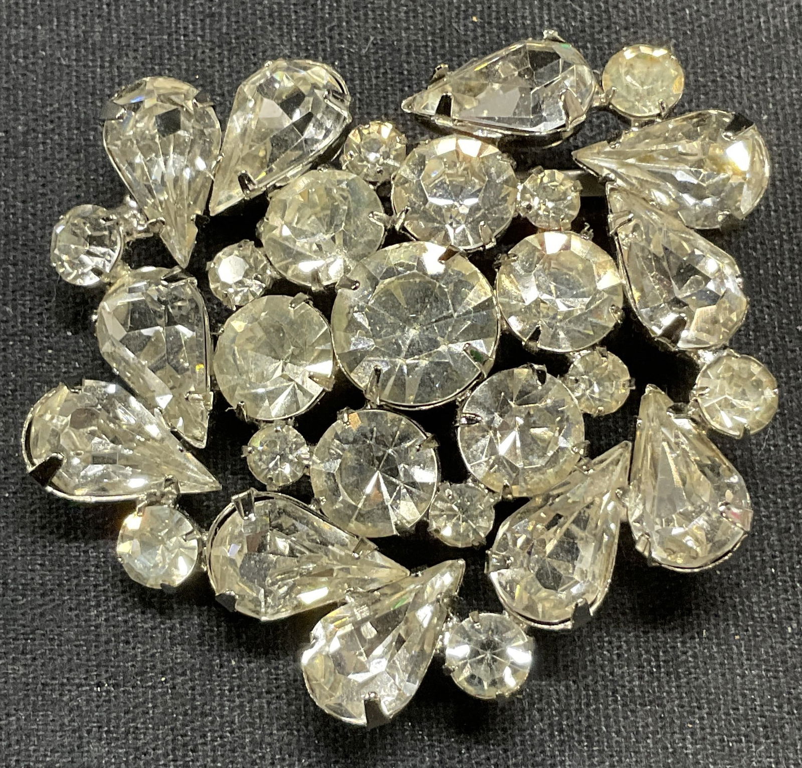 Vintage WEISS Silver Tone Crystal Brooch (1 of 7)