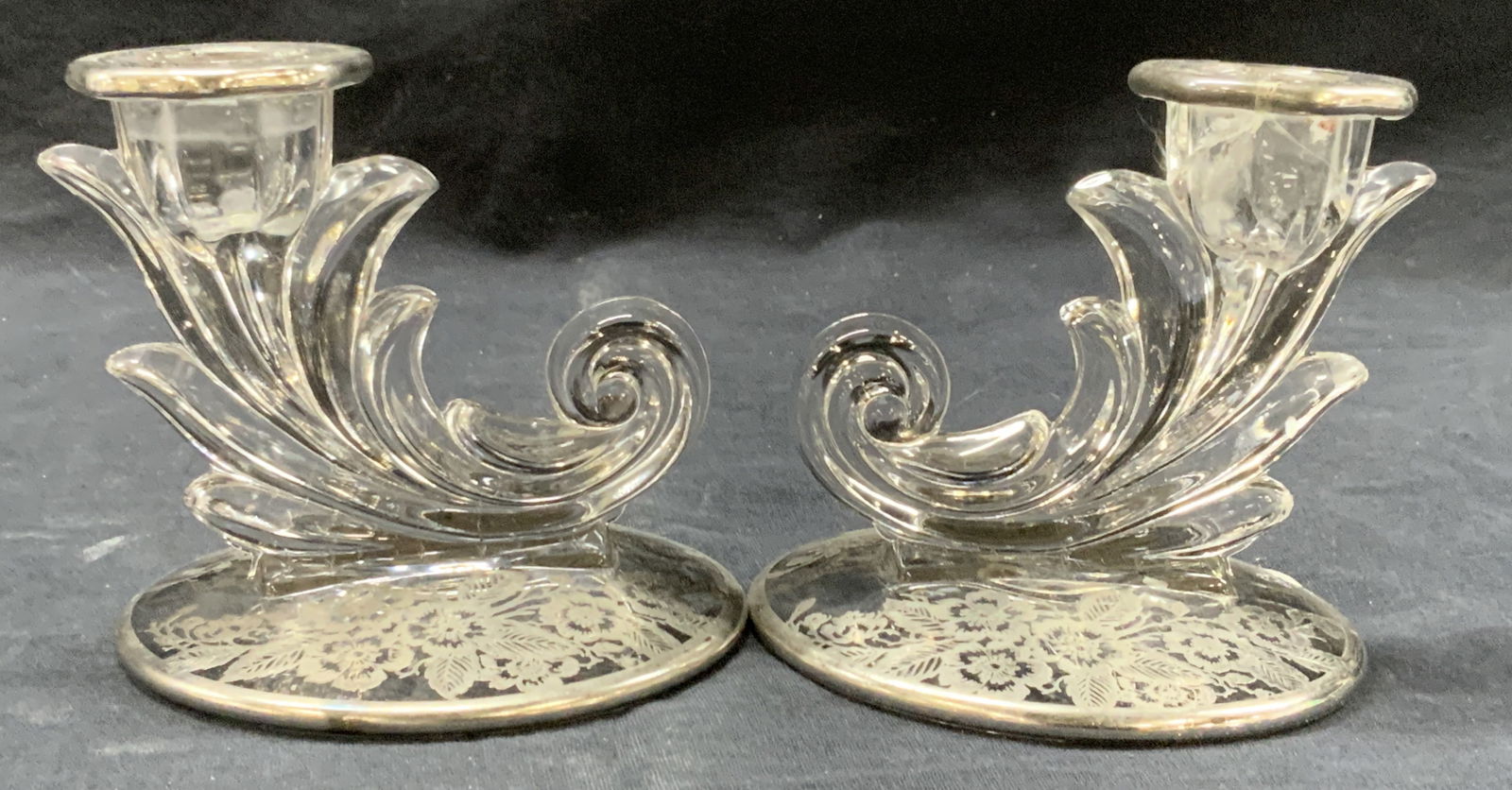 Pr Sterling Overlayed Glass Candlesticks (1 of 7)