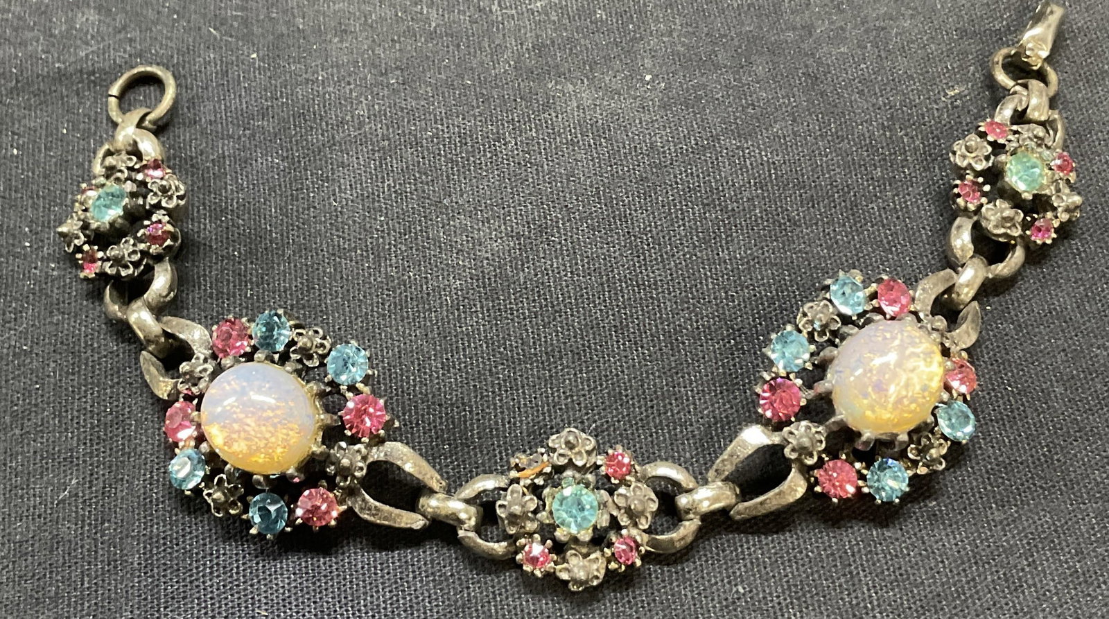 Vintage Coro Silver Tn Opal Cabochon Bracelet (1 of 6)