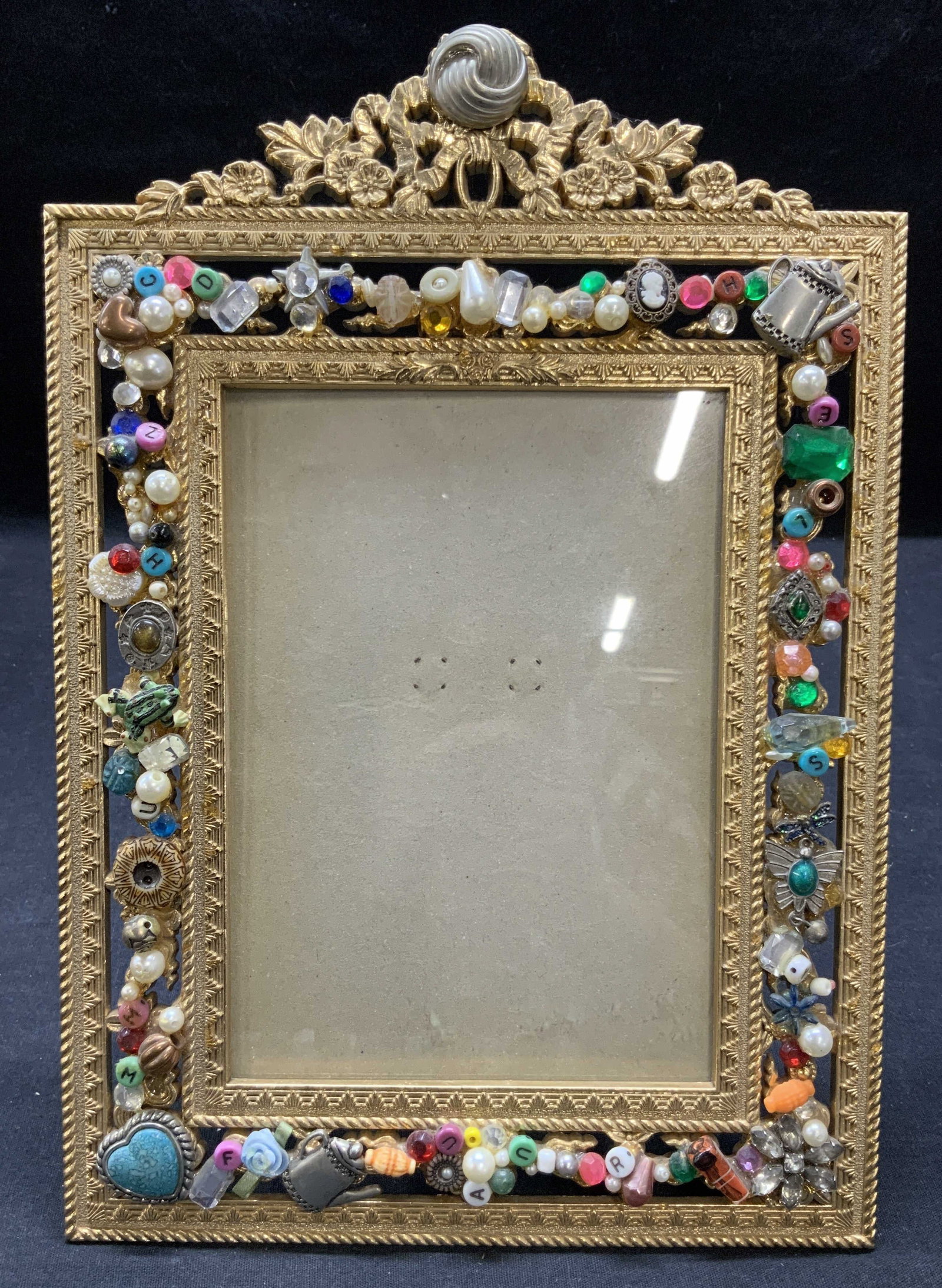 Gold Tone Beaded Arts & Crafts Picture Frame (1 of 7)