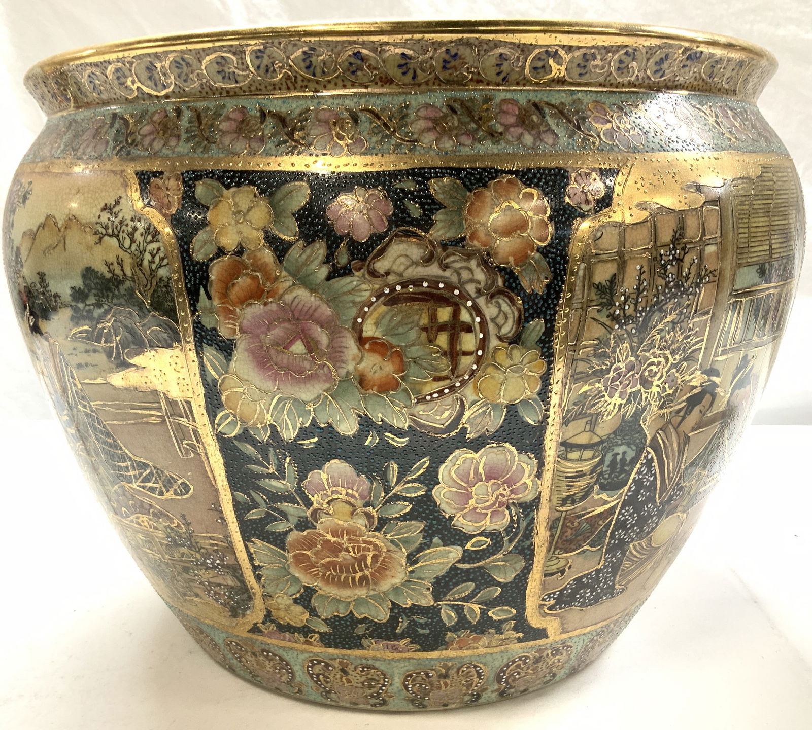 Satsuma Chinoiserie Gilt Porcelain Planter 15in Auction