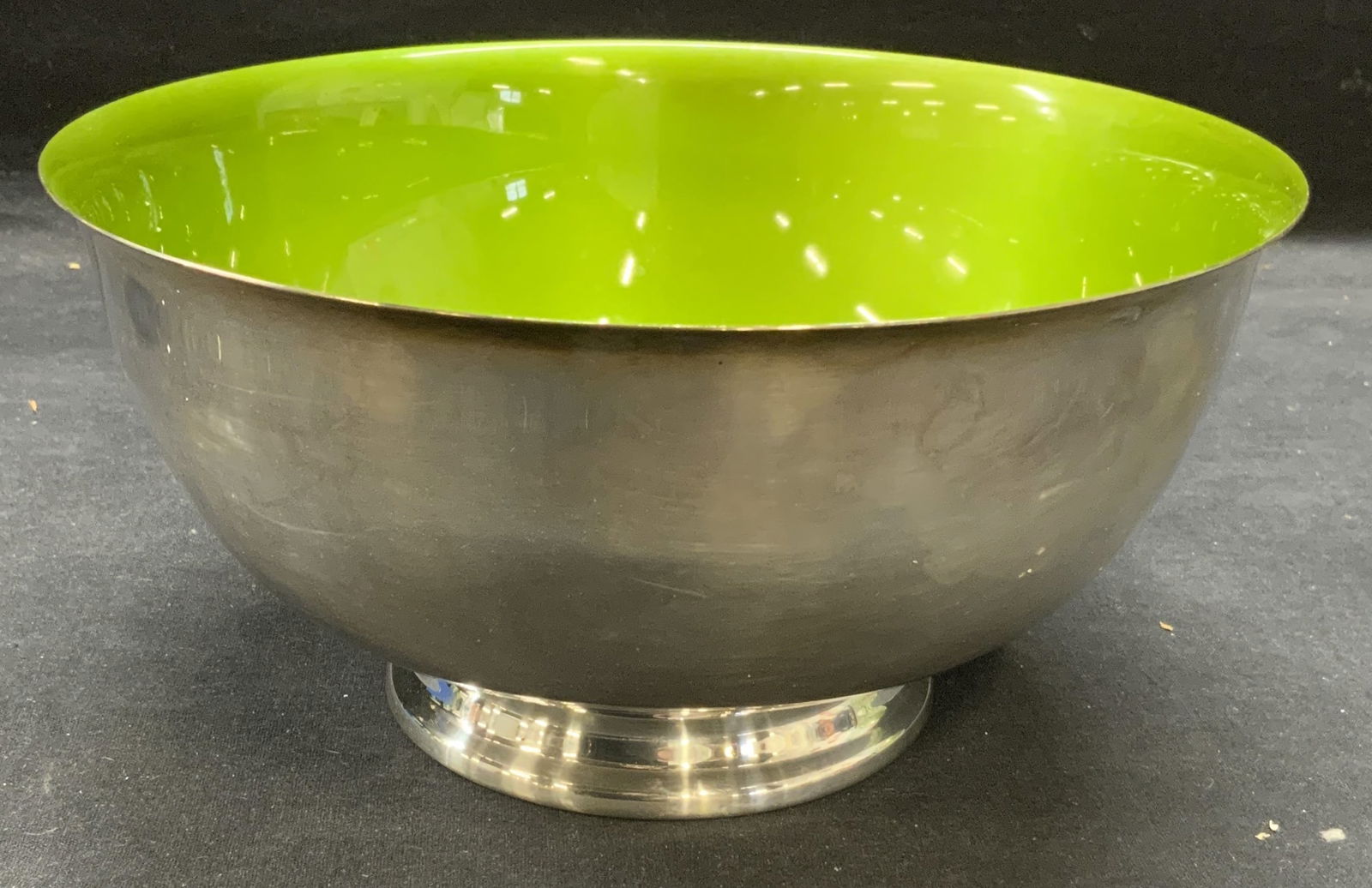 Vtg Reed & Barton Silver Pl Green Enamel Revere Bowl (1 of 6)