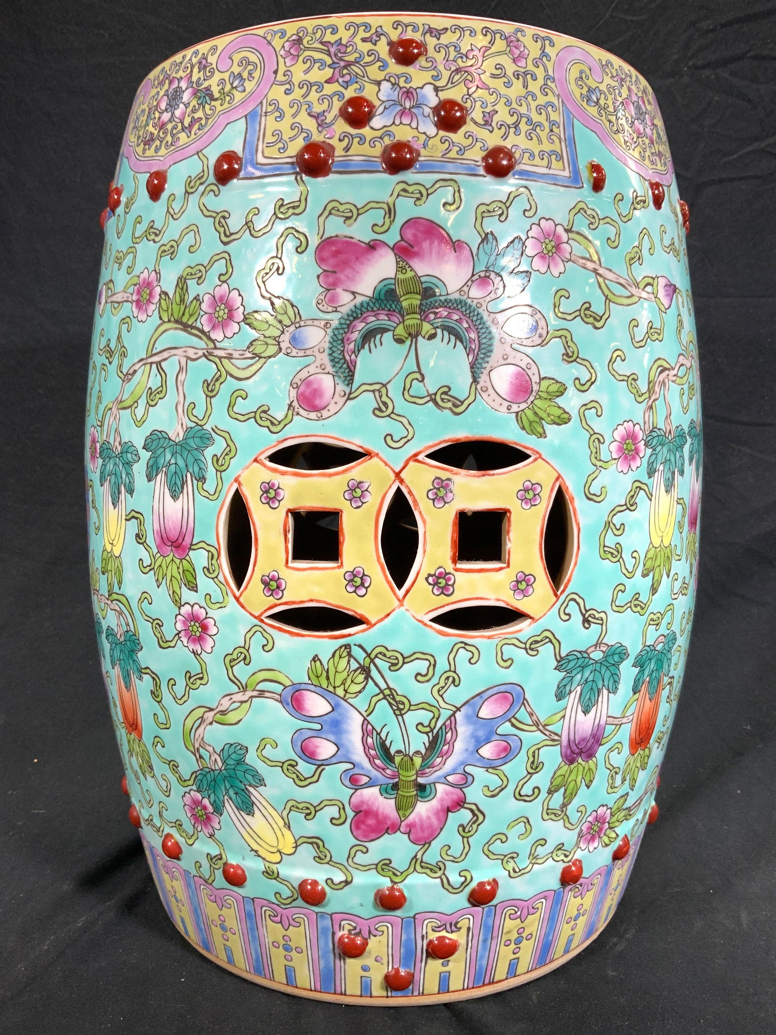 Vtg Hand Painted Asian Famille Rose Garden Stool (1 of 9)
