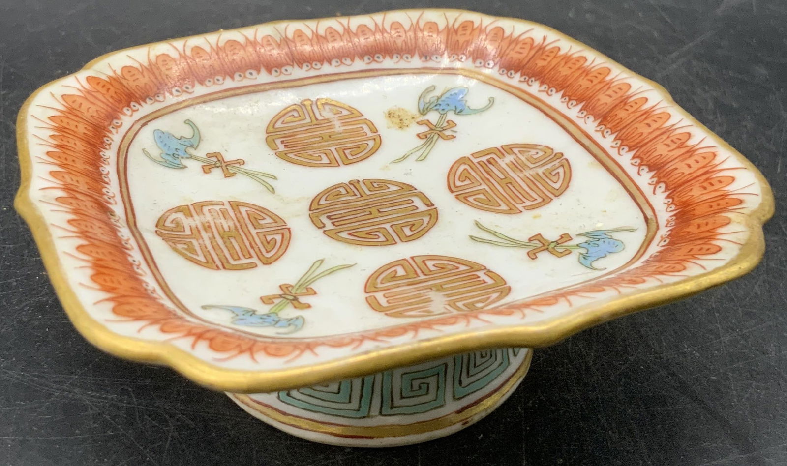 Vntg Signed Hand Paint Asian Ceramic Pedestal Dish (1 of 16)