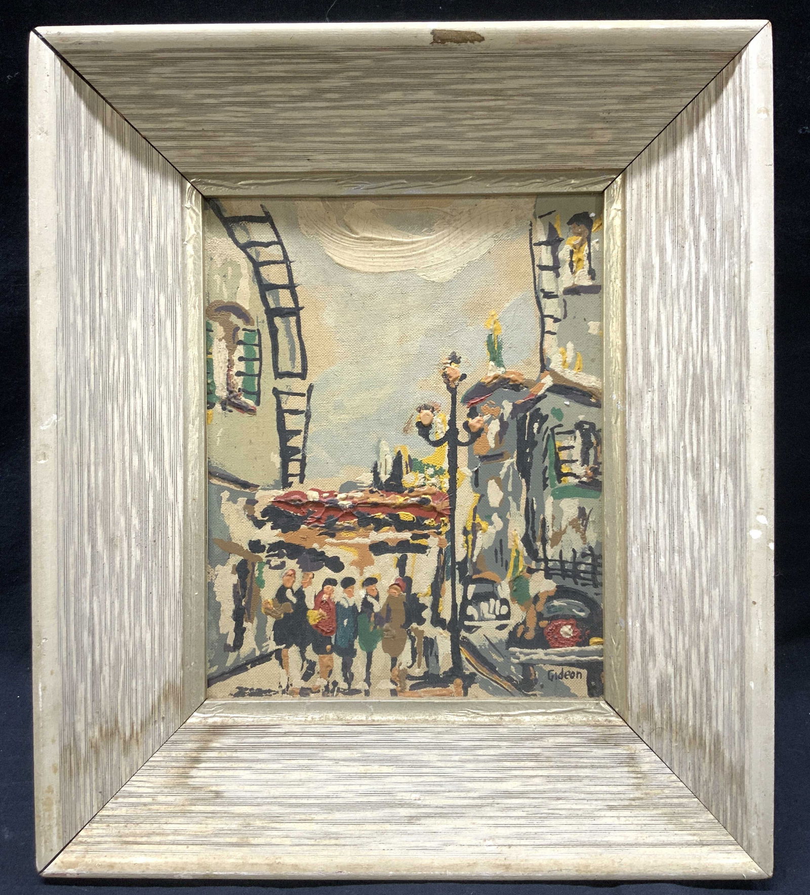 Elmo Gideon Signed Street Scene Oil Painting (1 of 11)