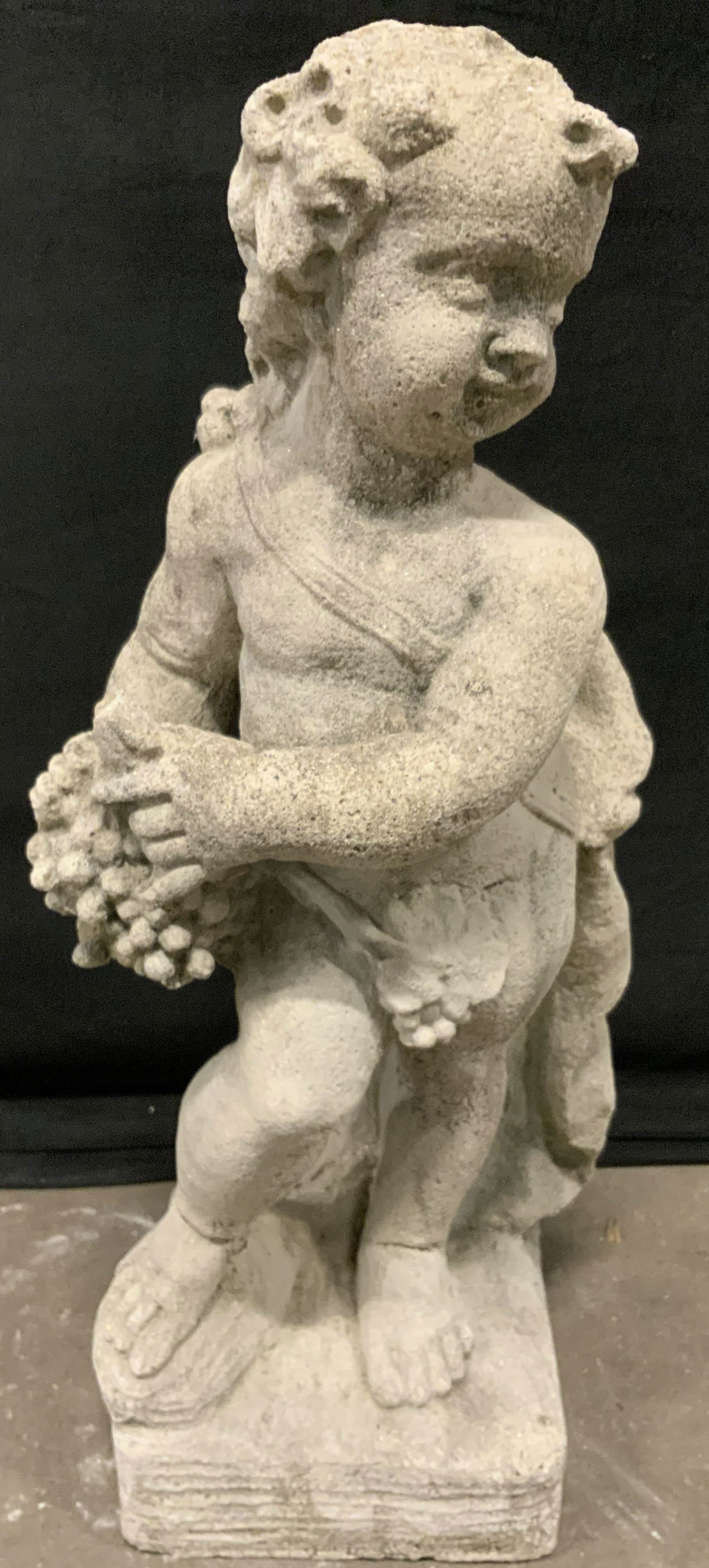 Vintage Cement Putti W/ Grapes Garden Statuary (1 of 9)