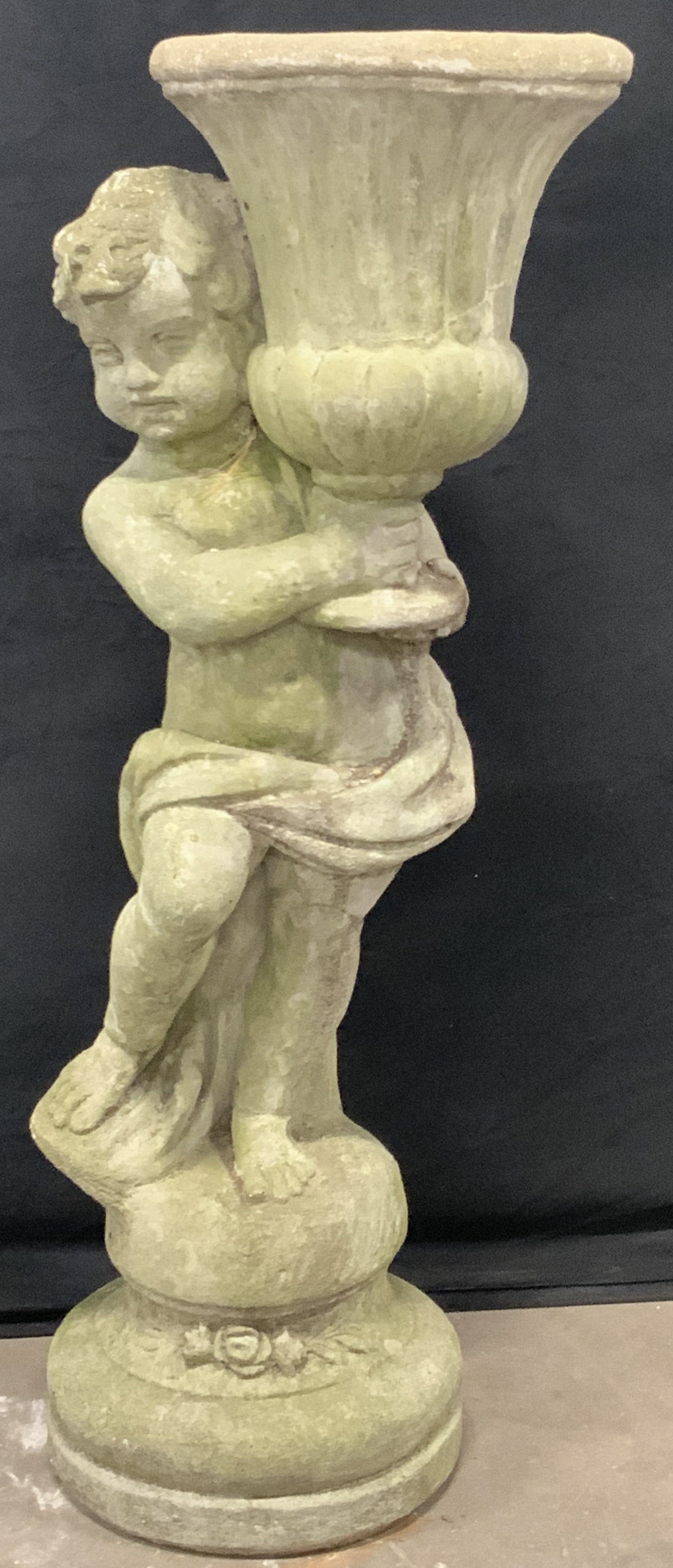 XL Vintage Cement Putti W Urn Garden Statuary 4ft+ (1 of 15)