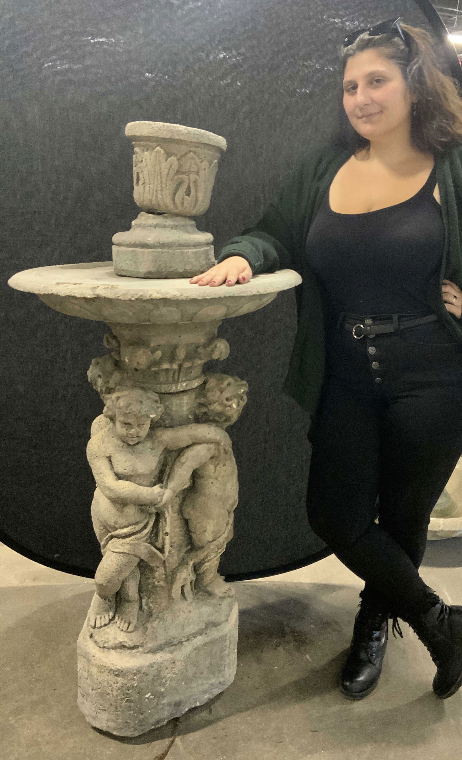 Grand Sized Cement Cherub Statuary 4ft10in (1 of 12)