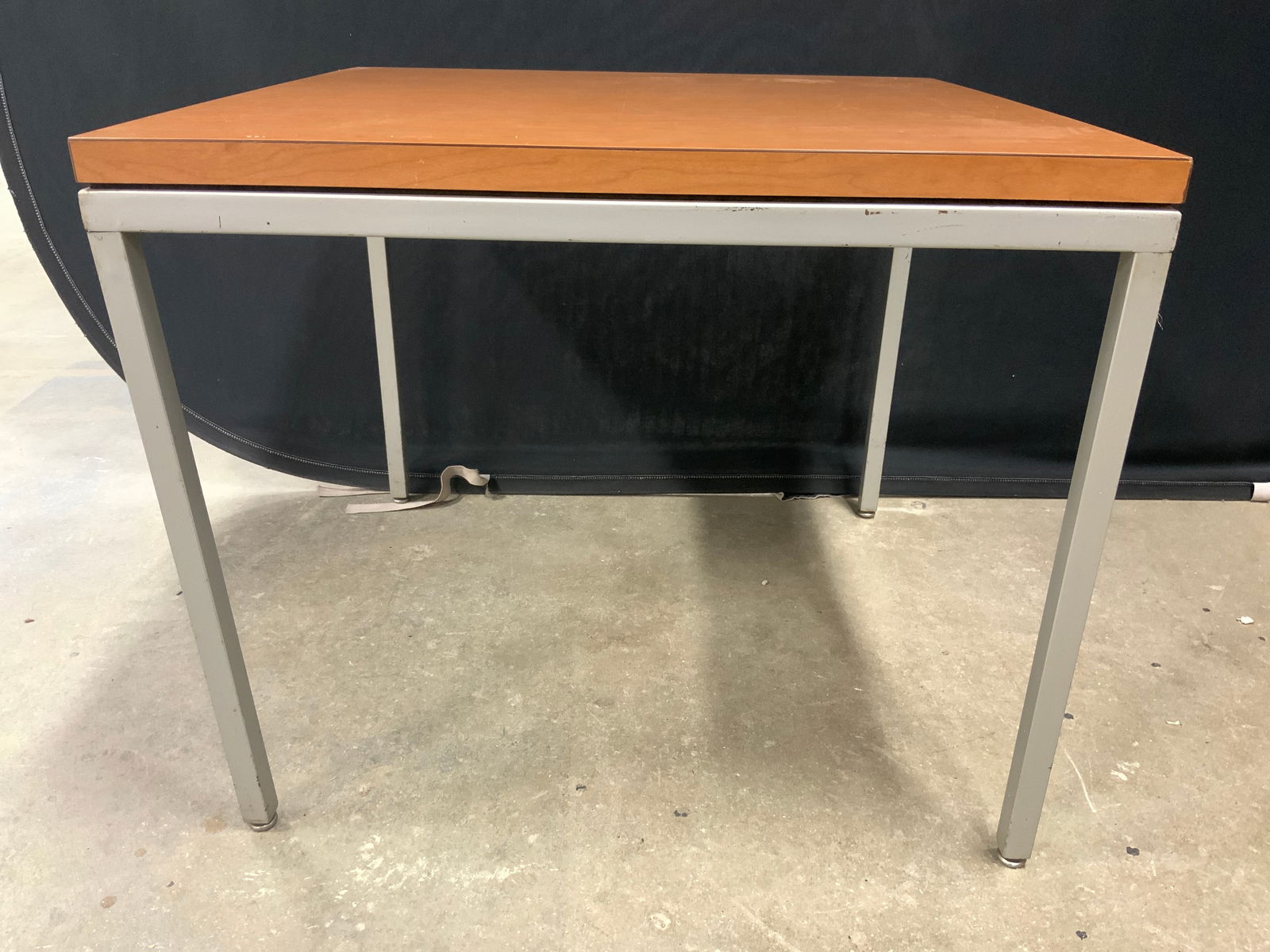 Vintage KNOLL MCM Steel Accent Table W Walnut Top (1 of 7)
