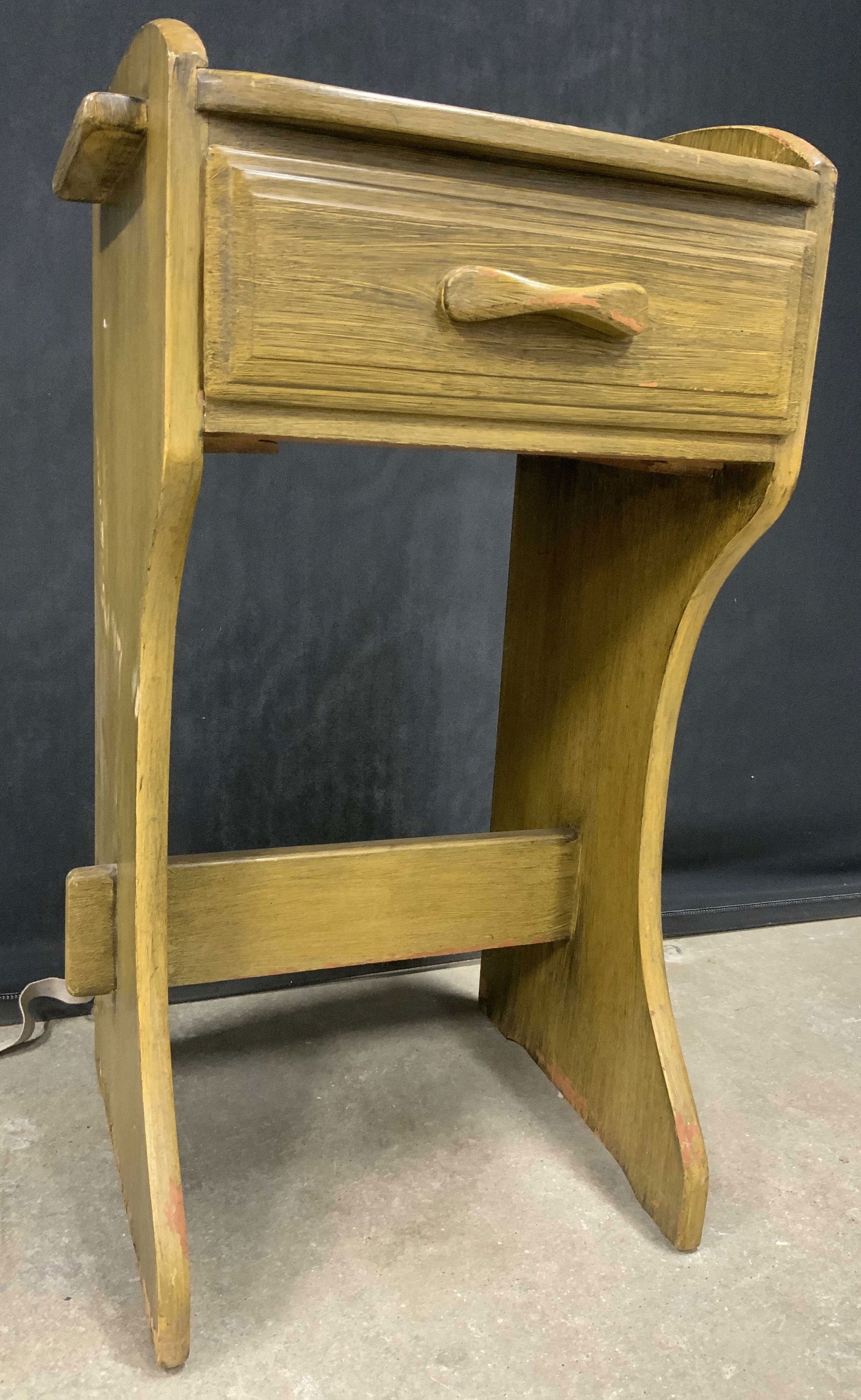 Vintage Wooden Side Table W Drawer, Green (1 of 9)