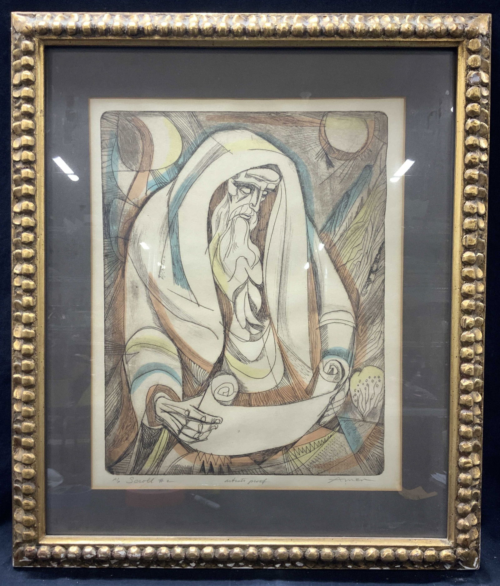 Irving Amen Sgd Artist Proof Colored Etching (1 of 13)