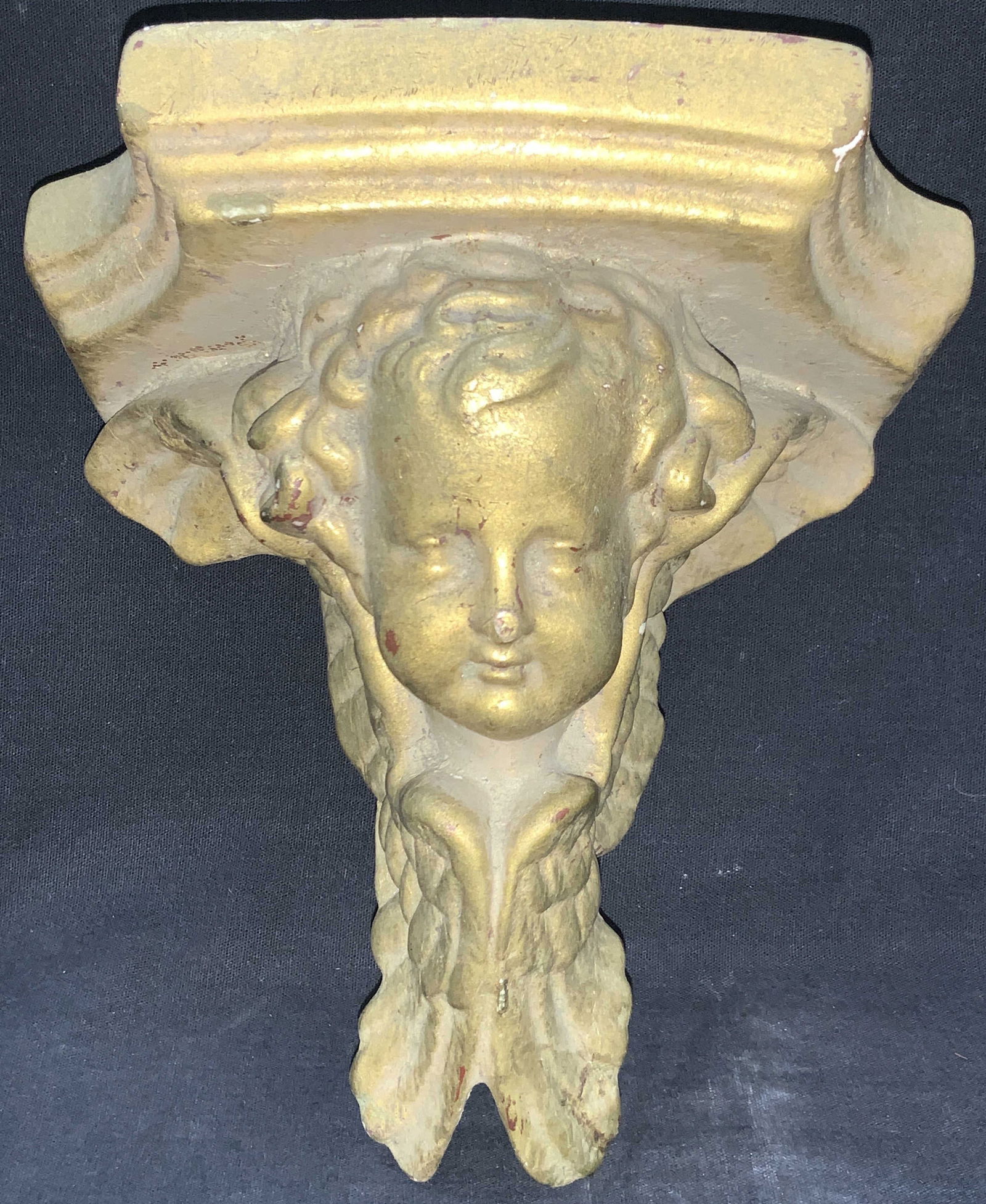 Vintage Gilt Porcelain Cherub Head Wall Shelf (1 of 8)