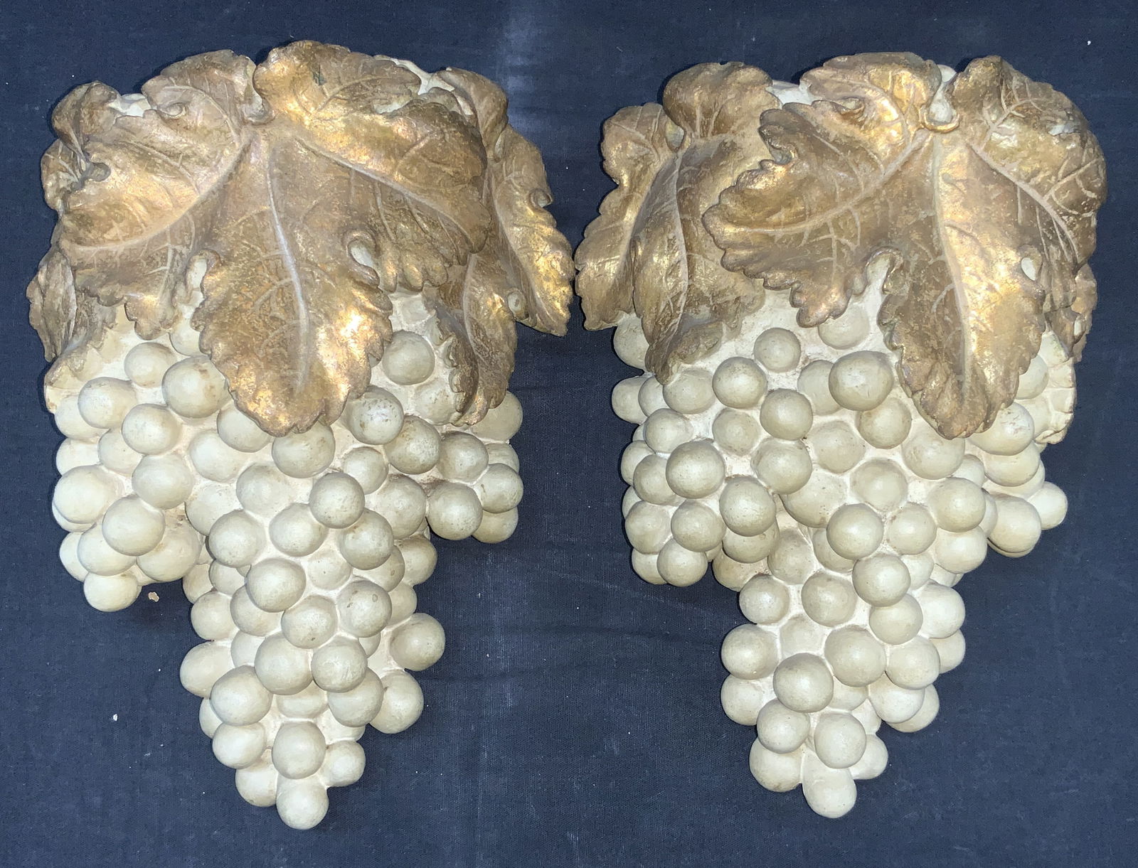 Pair Mid Century Ceramic Italian Grape Wall Pockets (1 of 7)