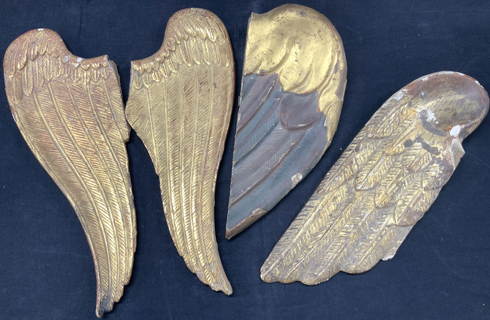 Lot4 Antique Carved Wood Gilt Angel Wings Figurals (1 of 14)