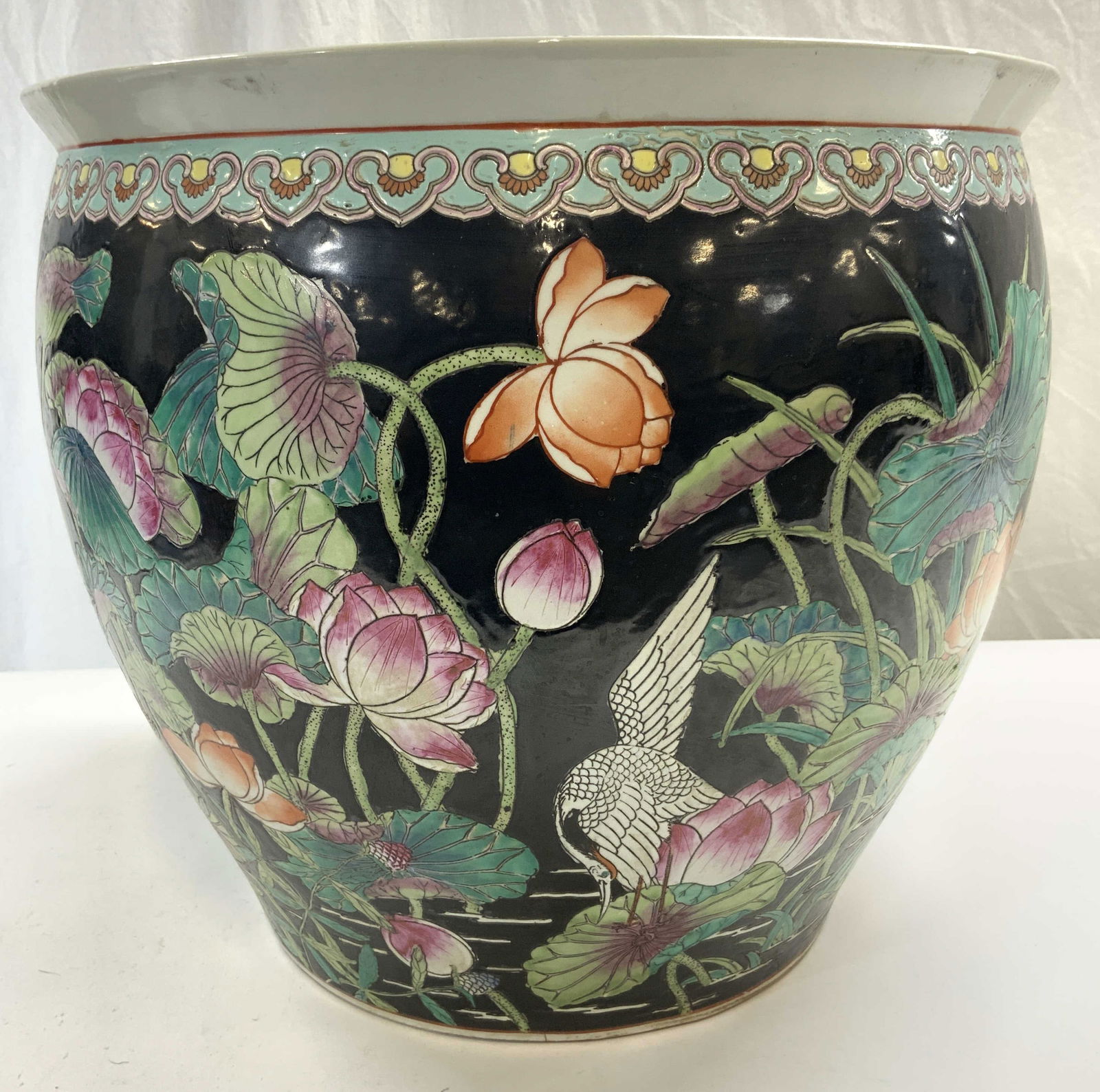 Signed Painted Vintage Asian Famille Rose Planter (1 of 8)