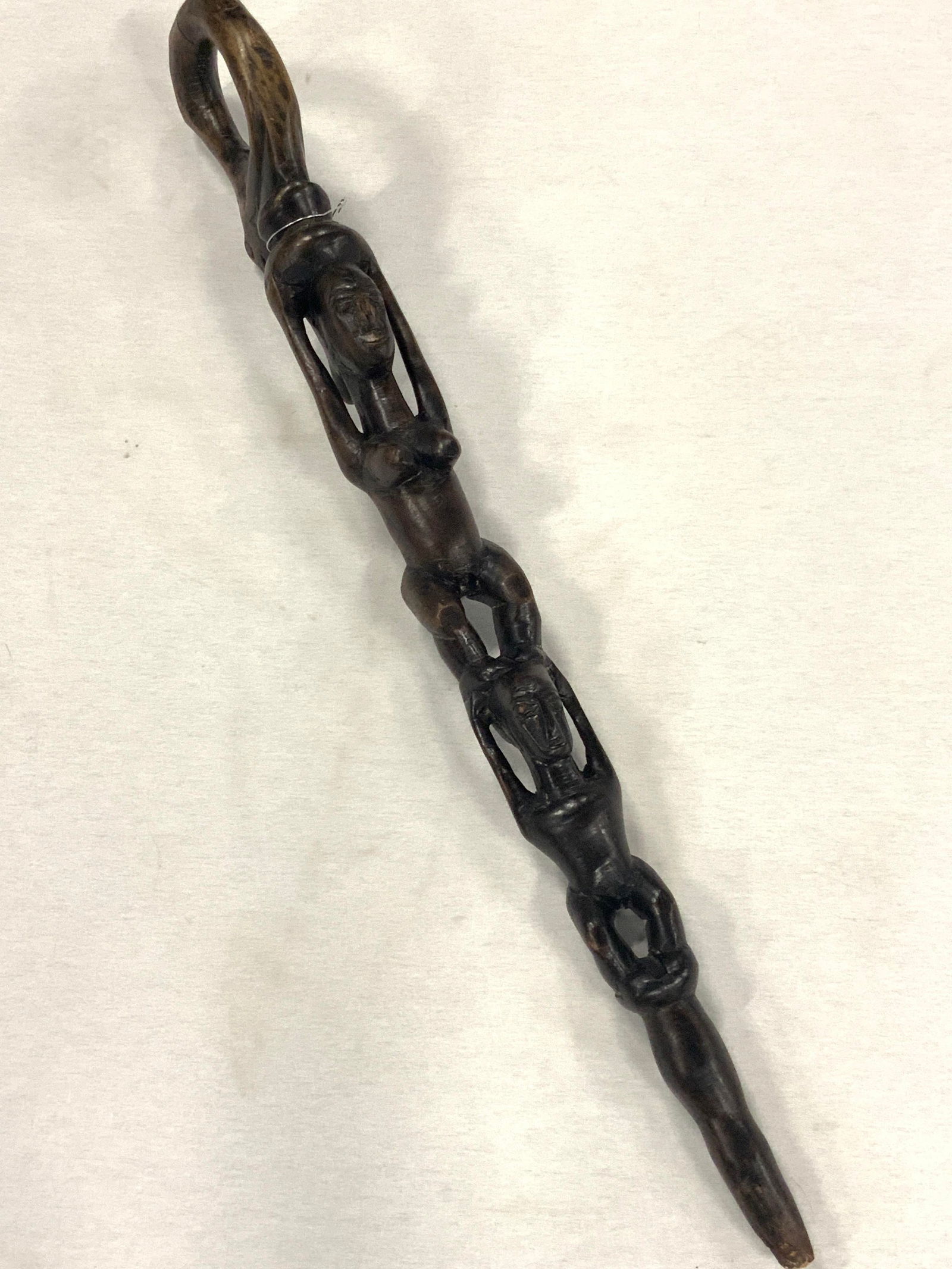 Vintage Carved Tribal Figural Wood Cane 3ft (1 of 10)