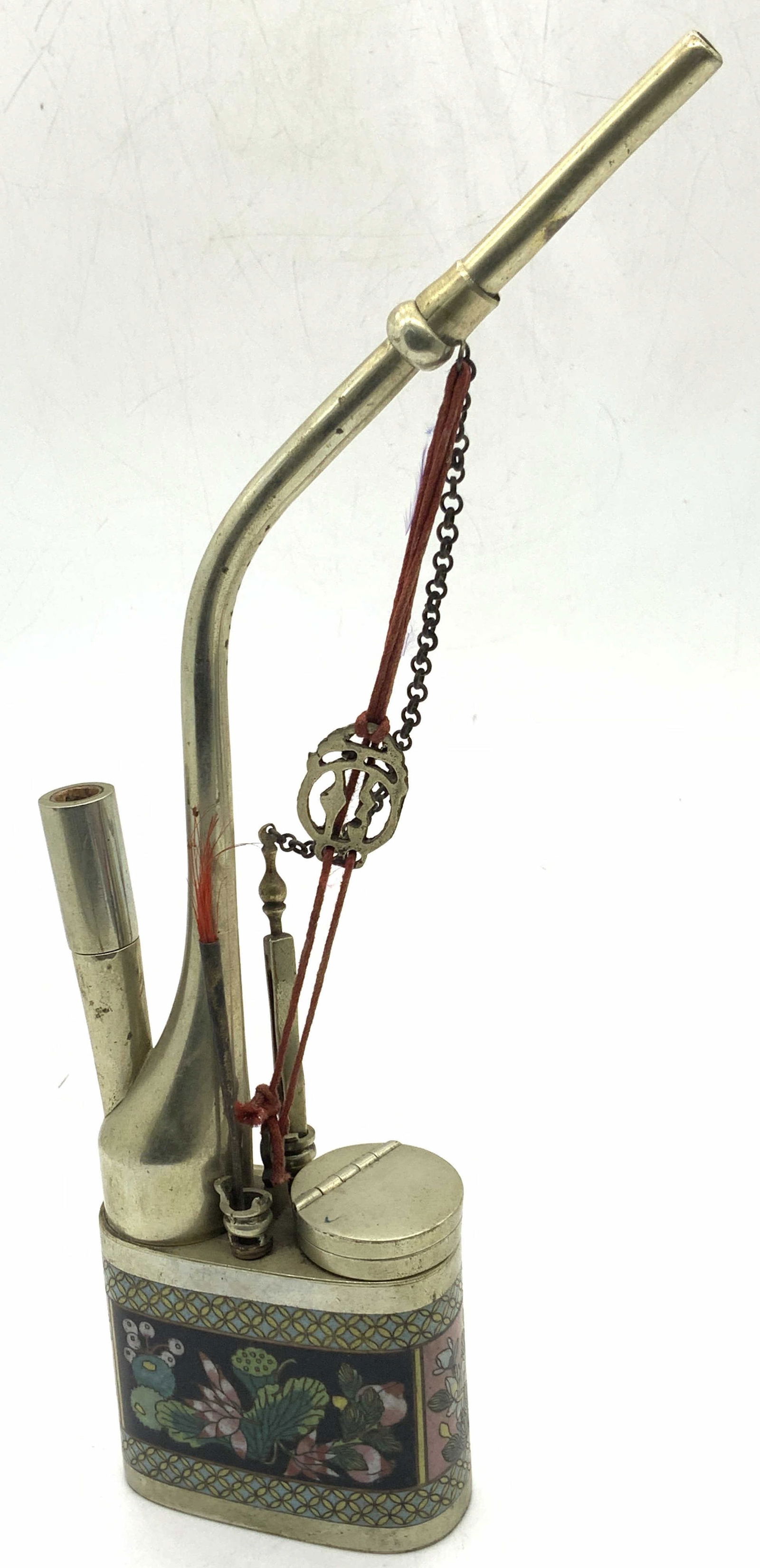 Vntg Asian Enamel Metal Opium Pipe (1 of 11)