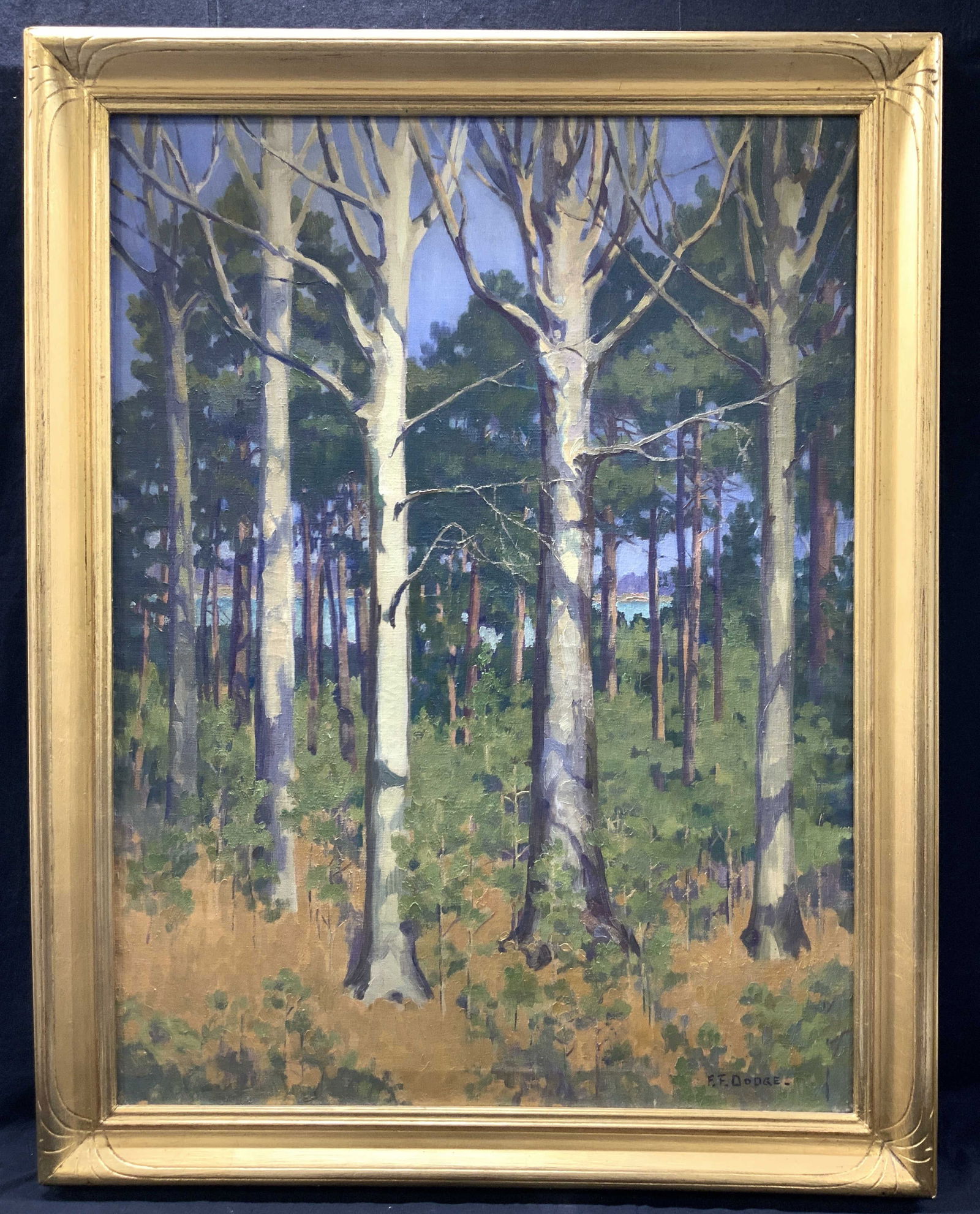 Frances Dodge Vntg Sgnd Forest Oil Painting 3ft5in (1 of 15)