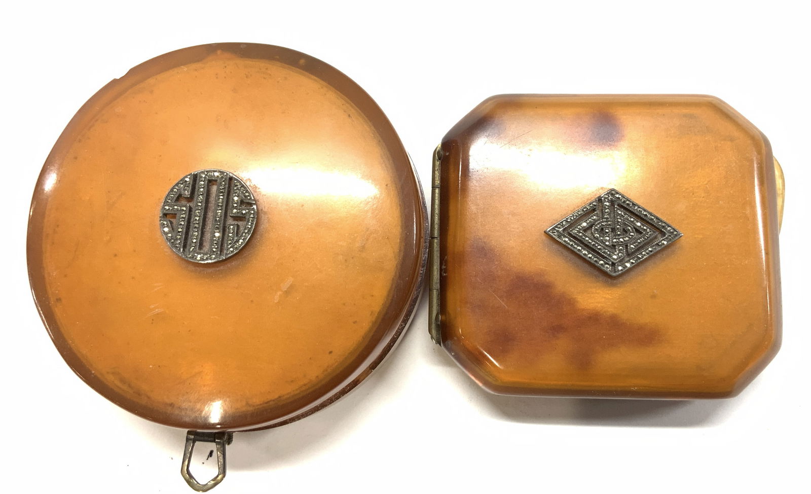 Lot 2 Art Deco Bakelite Antique Compacts w Mirror (1 of 8)