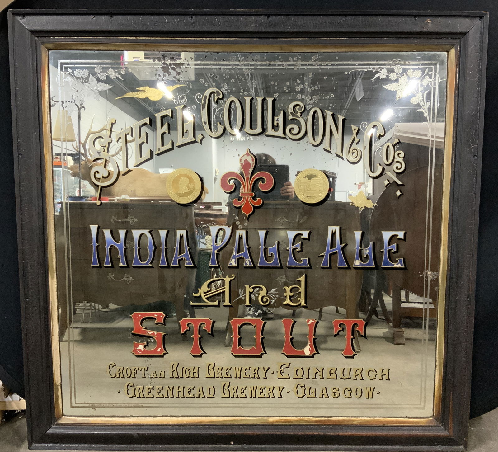 Antique 4ft x 4ft 5In India Pale Ale & Stout Mirror (1 of 15)