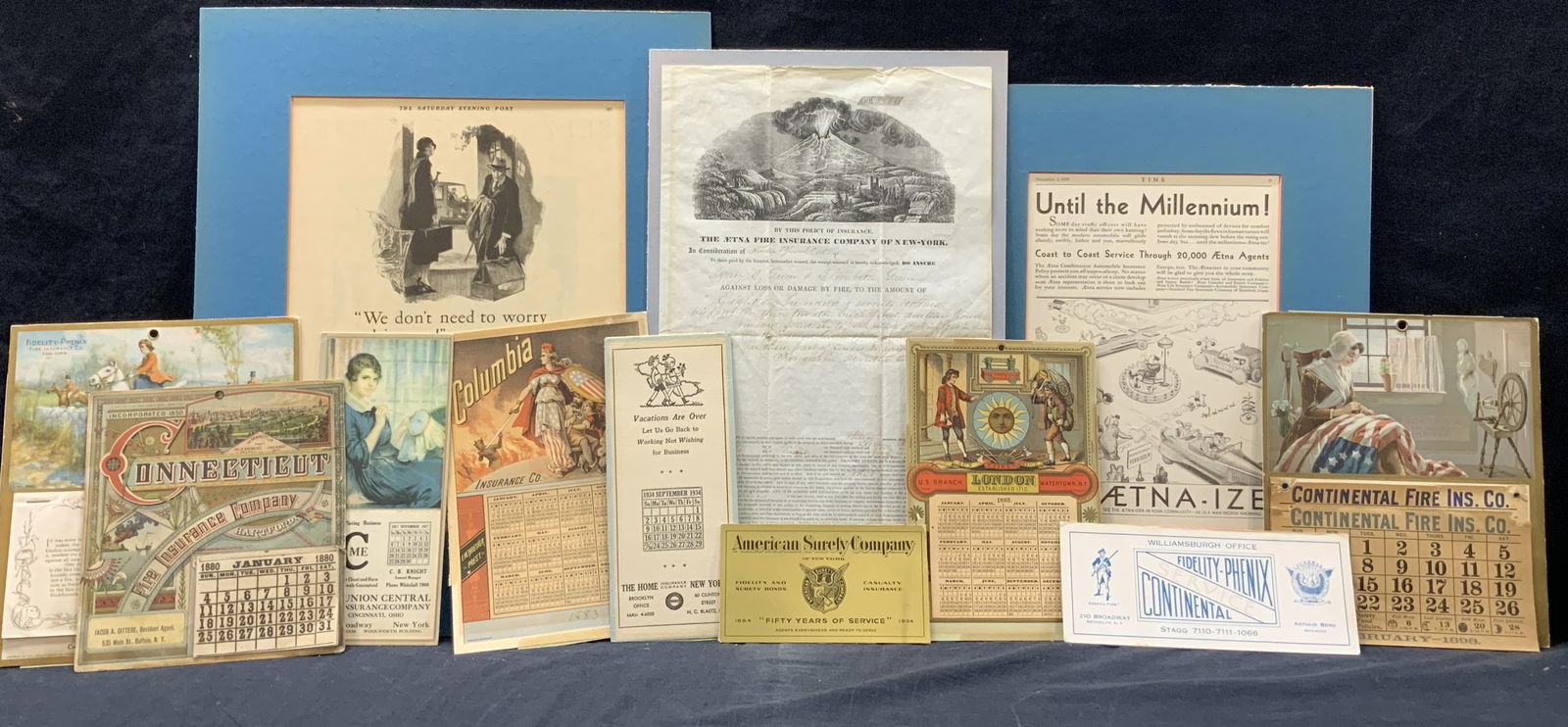 13 Antique Insurance Ephemera Calendars 1800-1900s (1 of 20)
