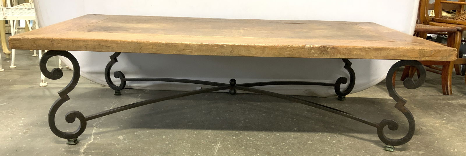 Iron Base Wood Top Coffee Table (1 of 8)