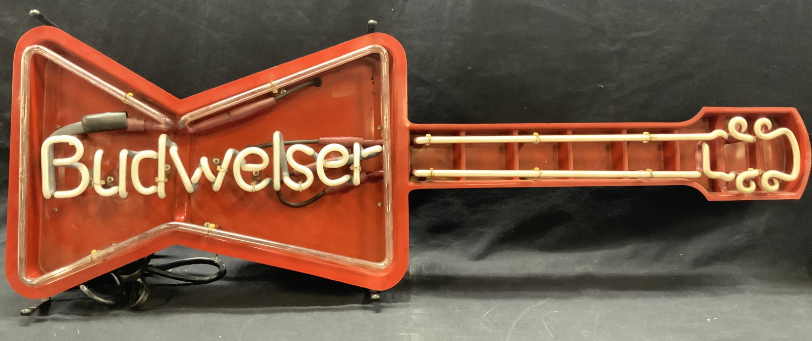 Vntg Neon Guitar Budweiser Beer Advert Sign 3ft6in (1 of 12)