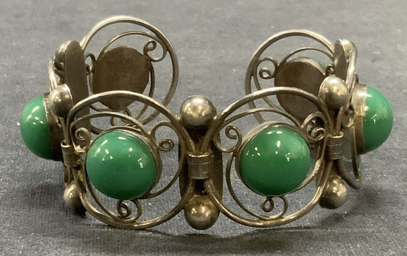 BALLESTEROS Sterling Silver &Glass Bracelet Mexico (1 of 6)