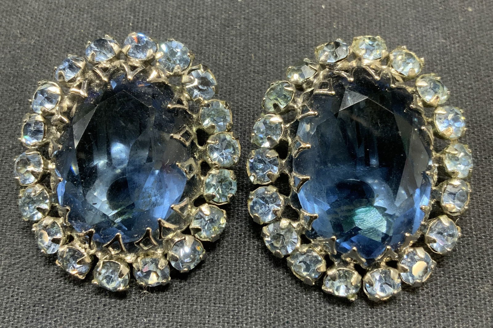 SCHREINER Silver Tone Blue Crystal Earrings (1 of 6)