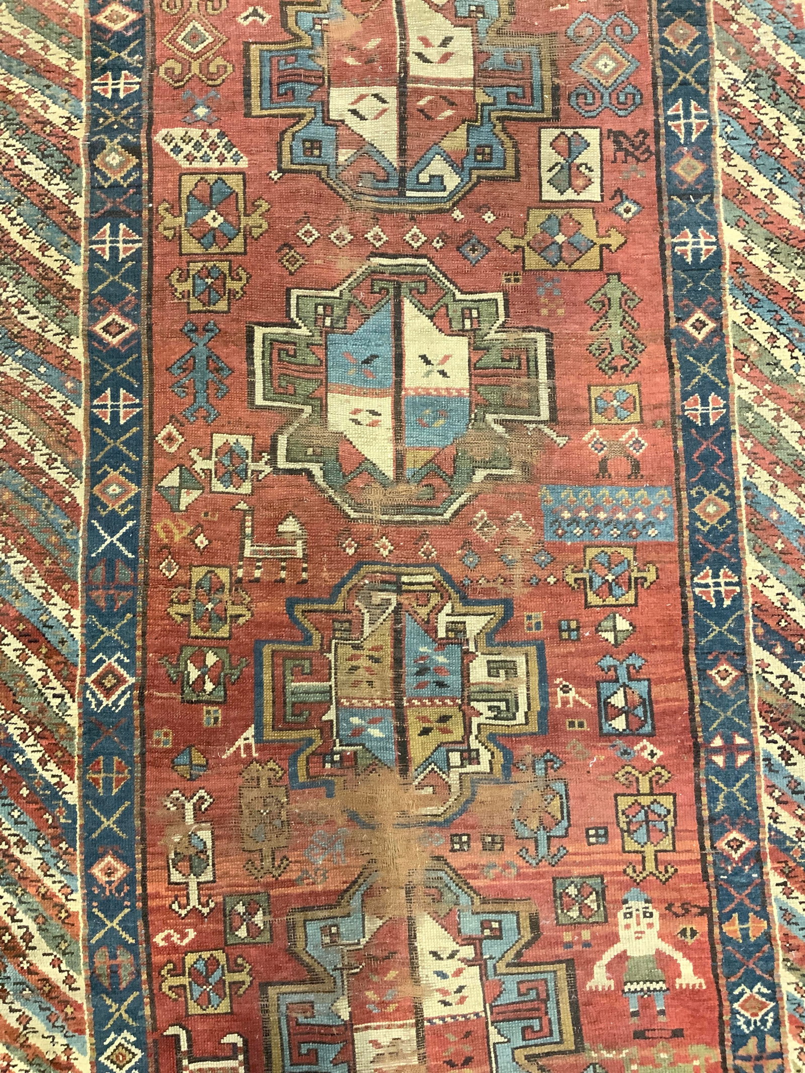 Antique Handmade Caucasian Wool Rug 8ft9in (1 of 9)