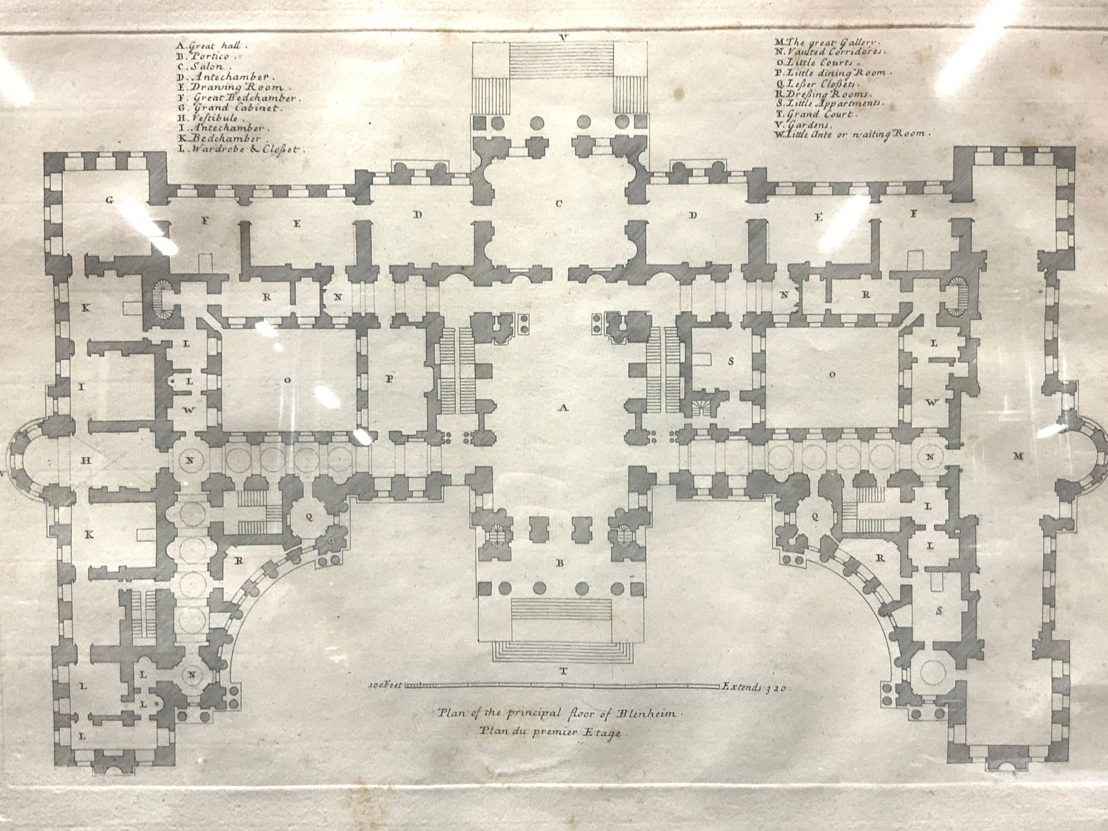 Antique Plate Etching Principal Floor Of Blenheim (1 of 12)