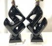 Pr MCM Ceramic & Lucite Abstract Lamps W Shades