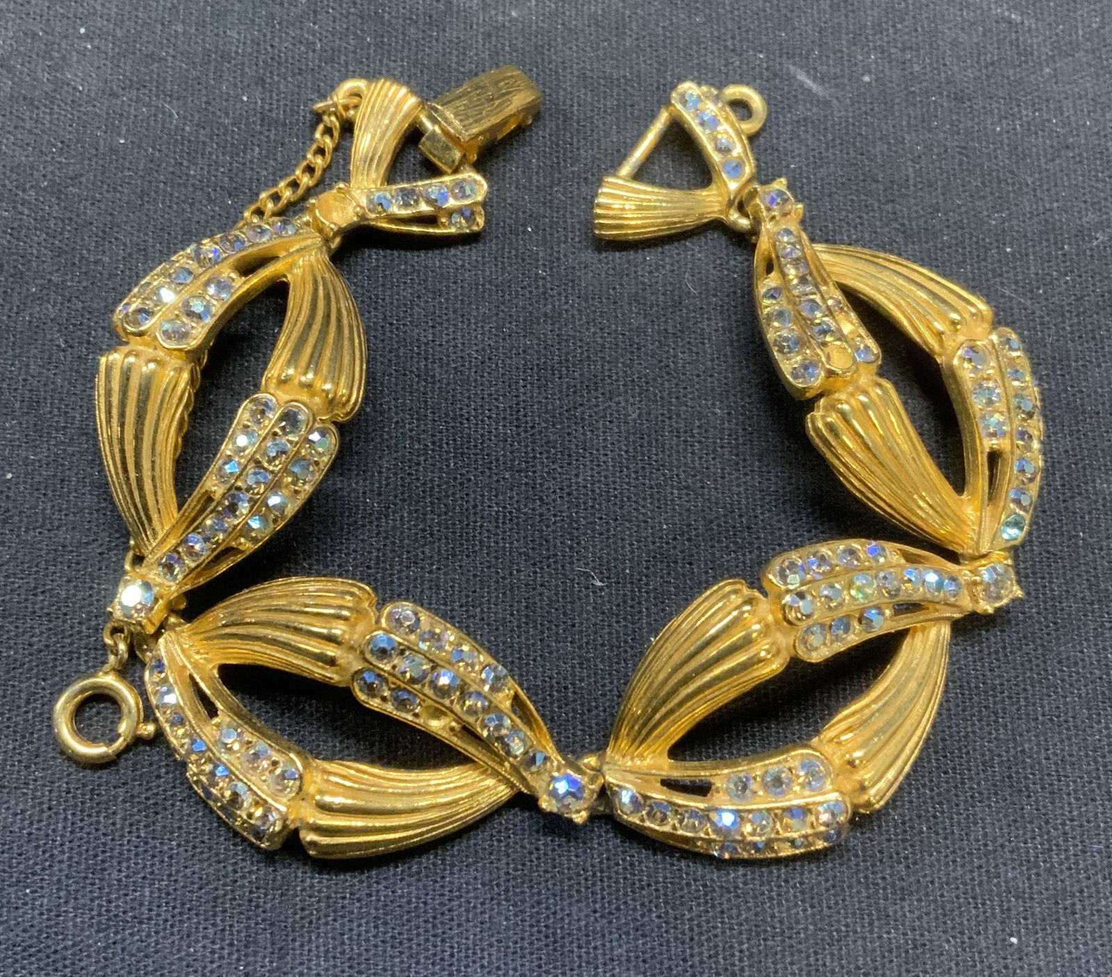 SCHIAPARELLI Gold Tone Crystal Bracelet (1 of 7)