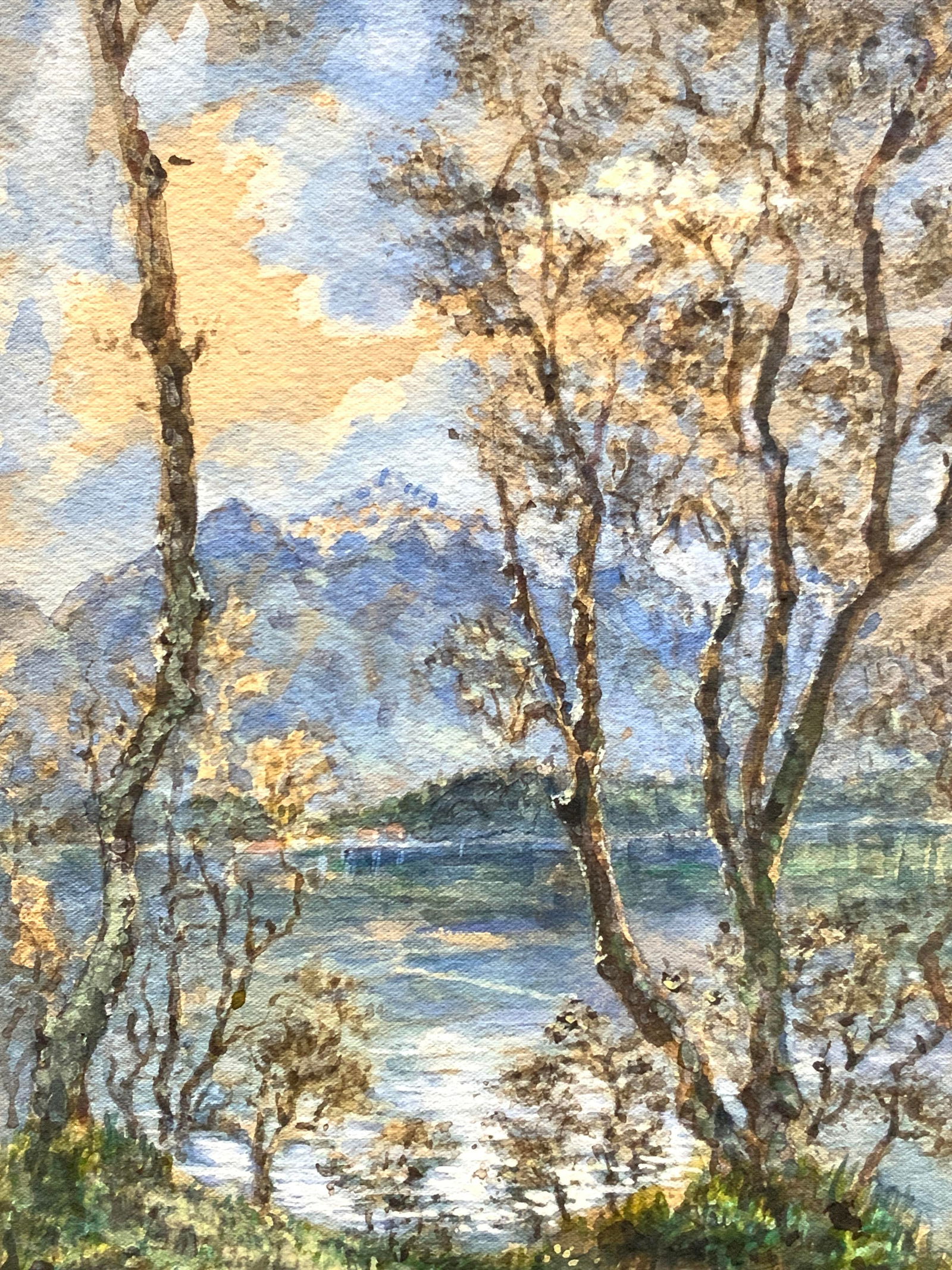 Antique Signed 1895 Watercolor Landscape Painting (1 of 11)