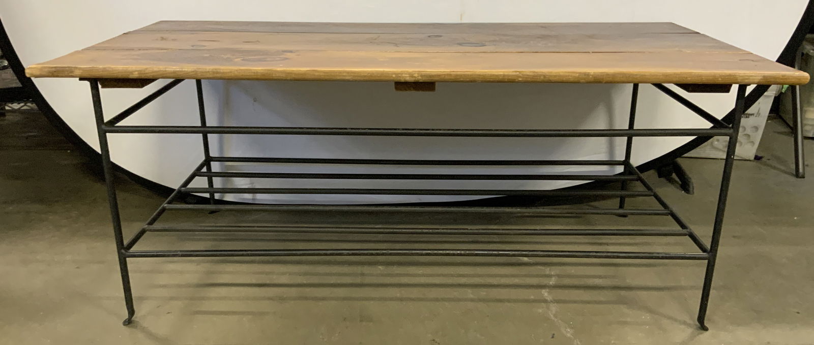 POTTERY BARN Wood & Iron Bench (1 of 8)