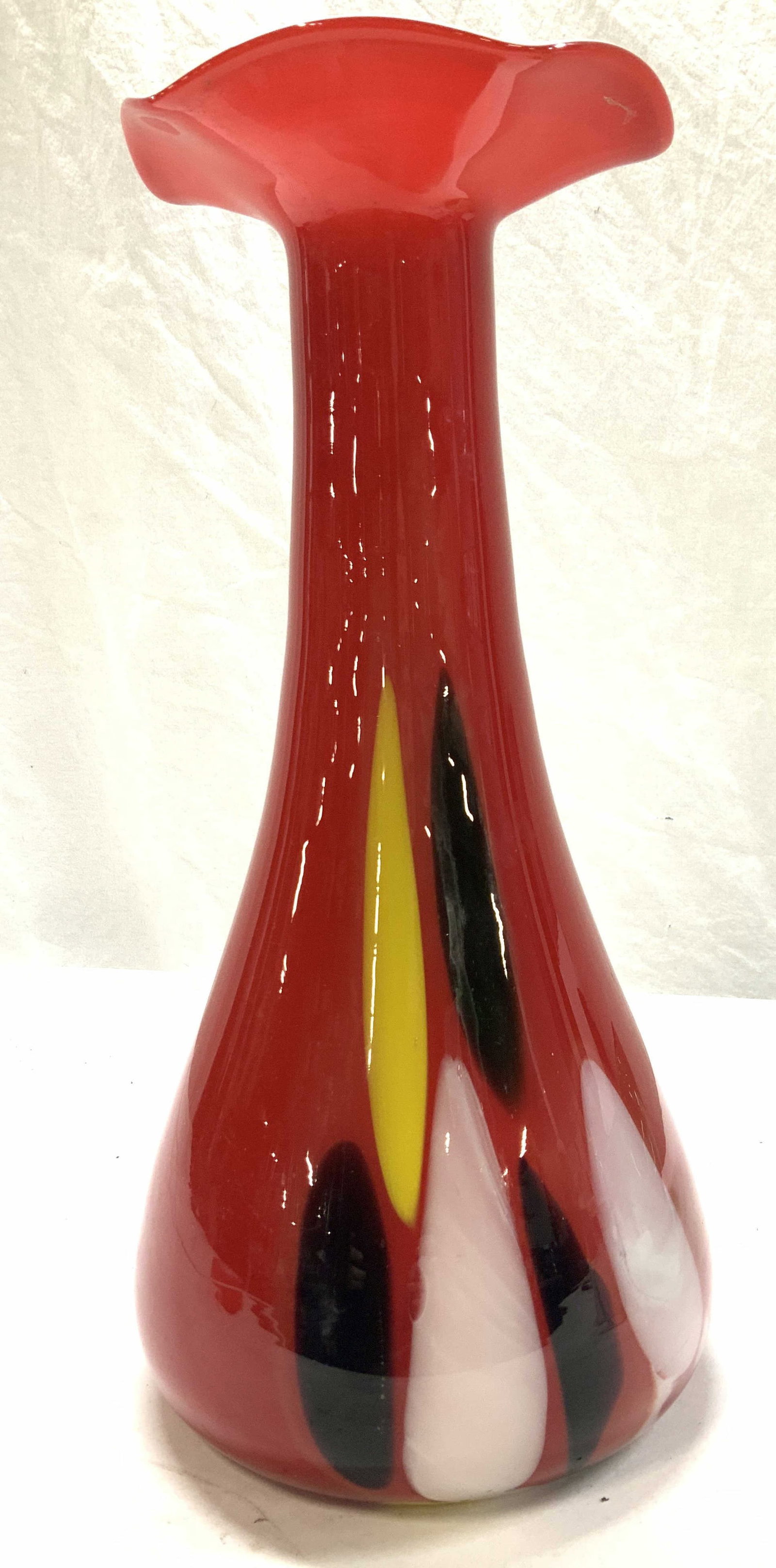 MCM Hand Blown Art Glass Vase with Furl 1ft3in (1 of 7)