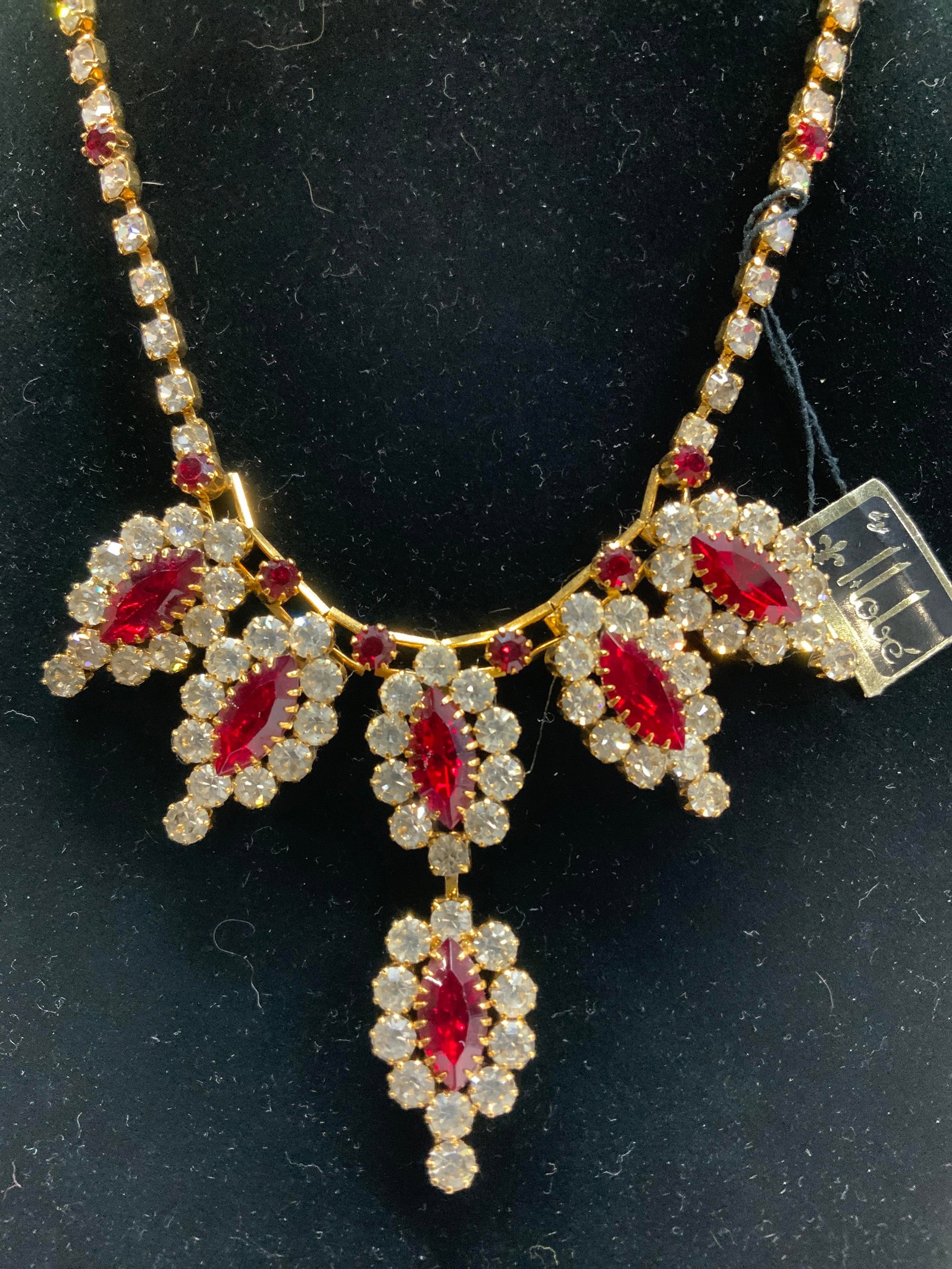 Hobe Red & Clear Crystal Bib Necklace, NWT Jewelry (1 of 6)